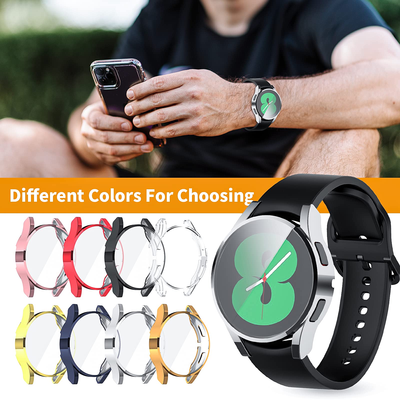 Ecsem Cover Compatible With Galaxy Watch 4 40Mm Case Soft Tpu Full Anti Scratch Protective Cases Bumper All Around Protector She