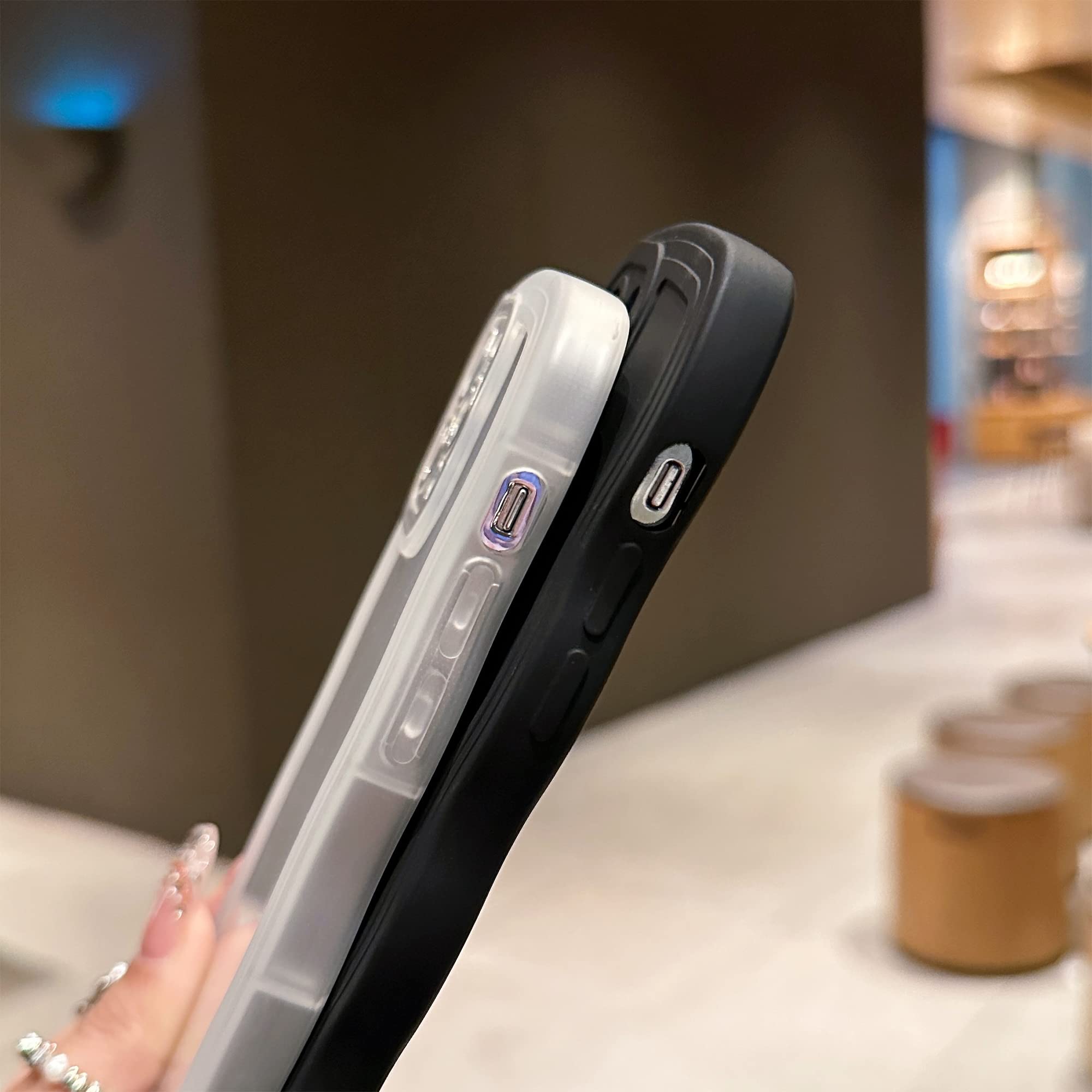 Skylmw Compatible With Iphone 15 Pro Max Case 6.7'' 2023, Cute Kawaii Curly Wave Frame Shape Soft Silicone Shockproof Protective