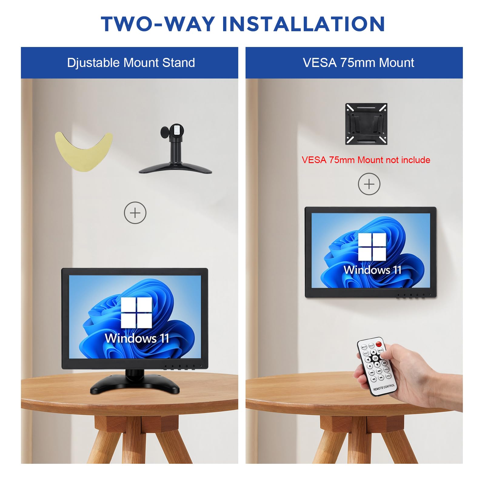 Oscy 12 Inch Small Monitor, 1280X800 16:10 Hdmi Monitor Support Hdmi/Vga/Av/Bnc Input With Remote Control & Built In Speakers, M