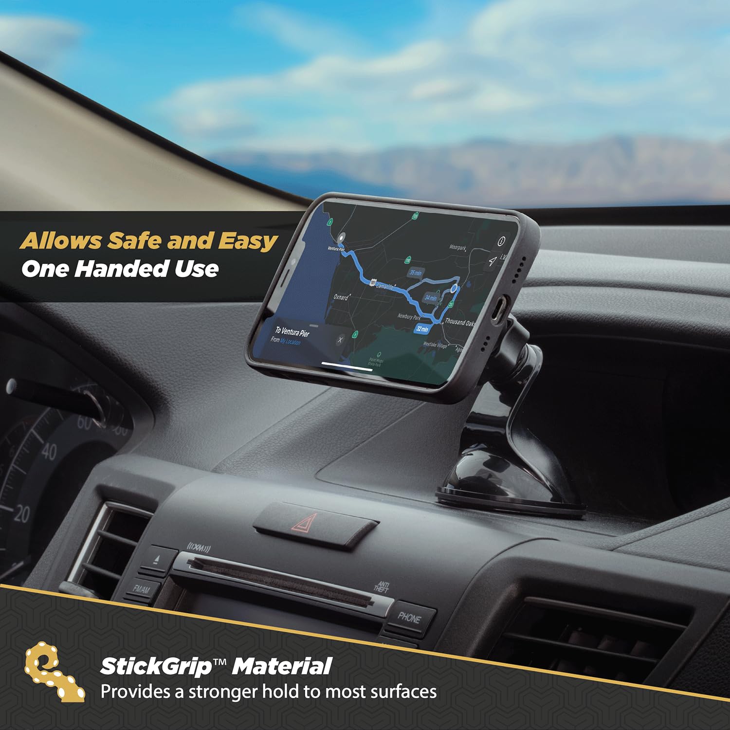 Scosche Magwsm2 Magicmount Magnetic Suction Cup Mount For Car Windshield Or Dashboard, 360 Adjustable Magnet Head, Universal Cel