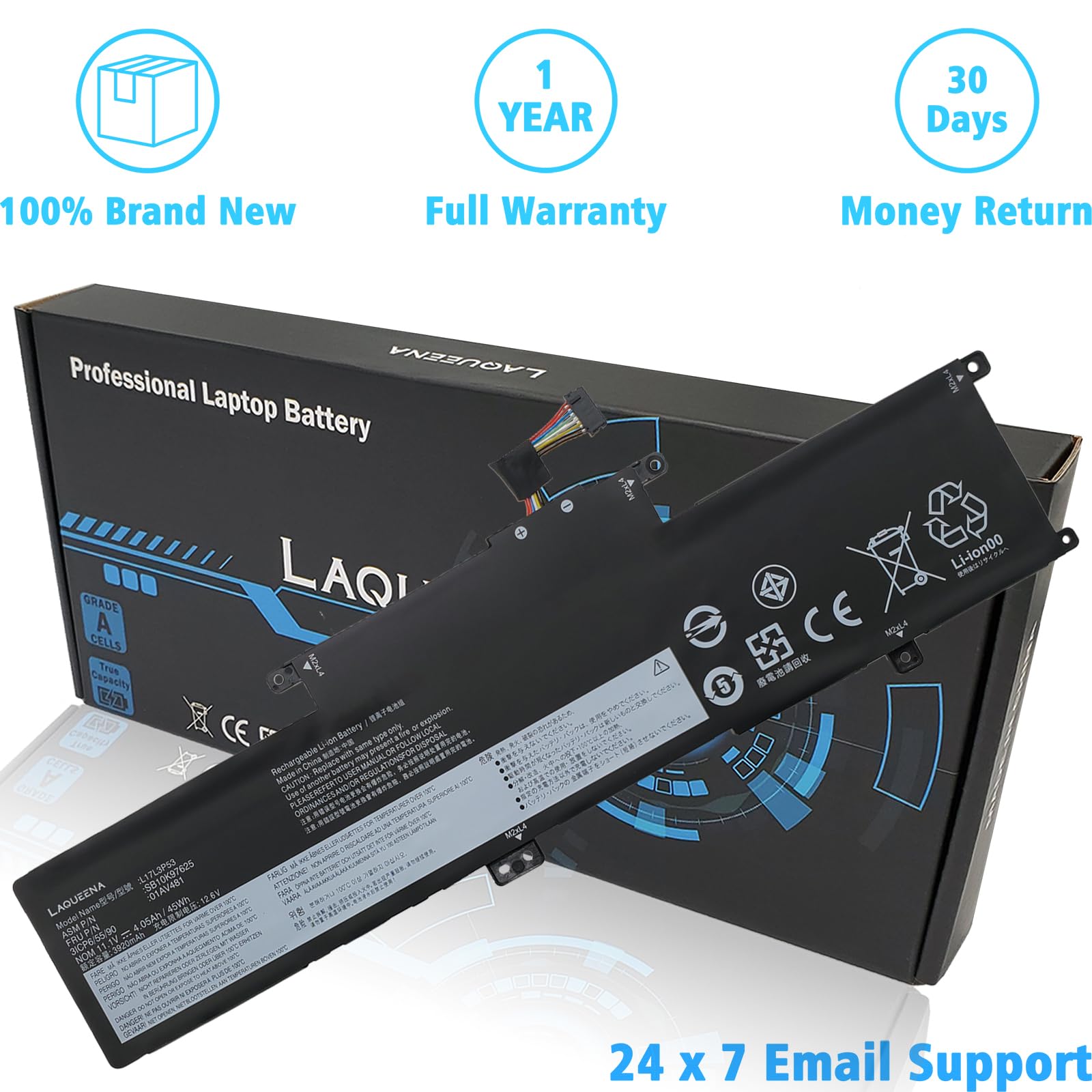 Laqueena L17L3P53 Laptop Battery Compatible With Lenovo Thinkpad L380 Yoga L390 Yoga Series Notebook L17M3P55 L17C3P53 01Av483 0