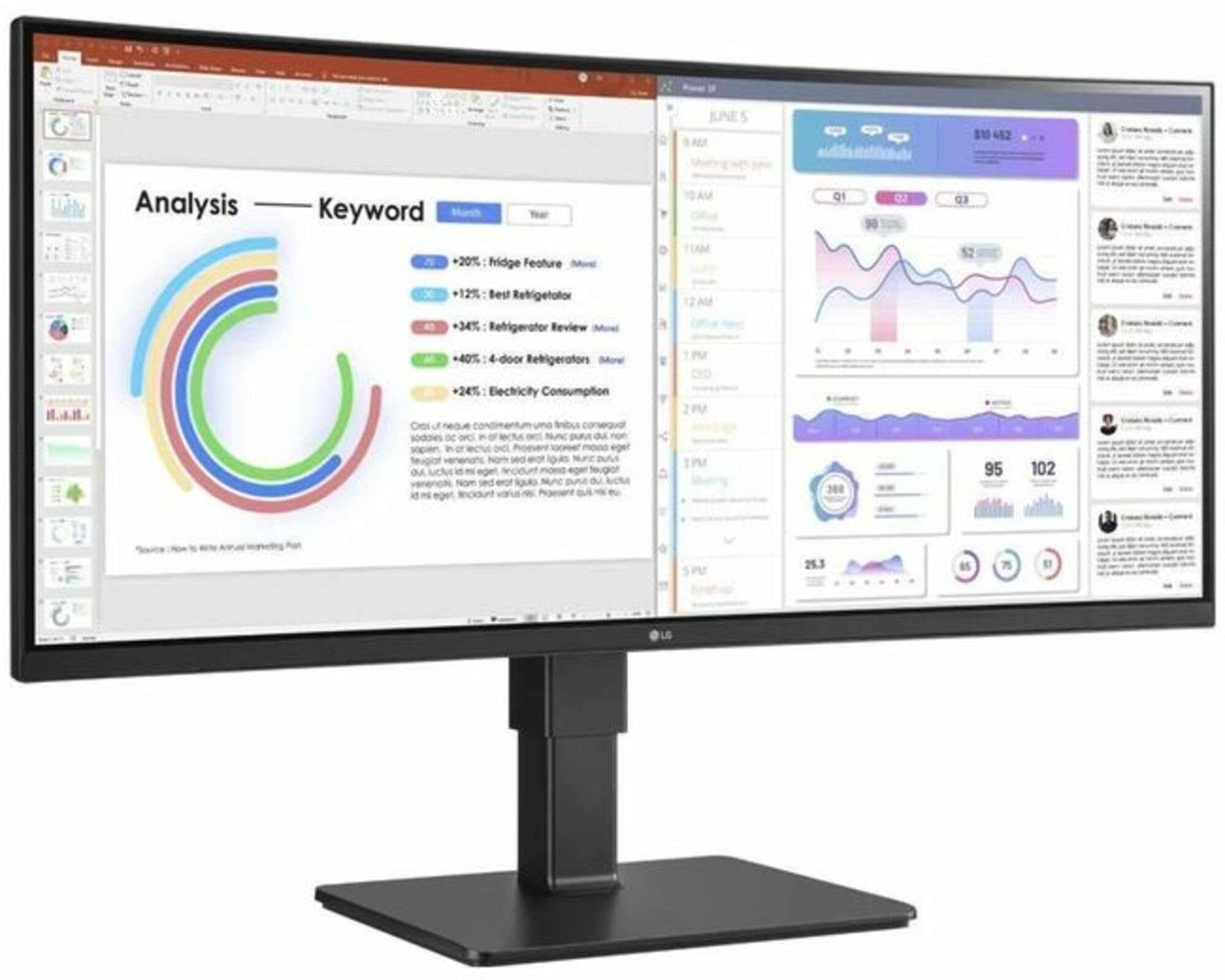 34In Lg Monitor, 3440X1440, Curved, 21:9 Ips, Hdmi 2.0 (2), Dp 1.4, Usb Type-C,
