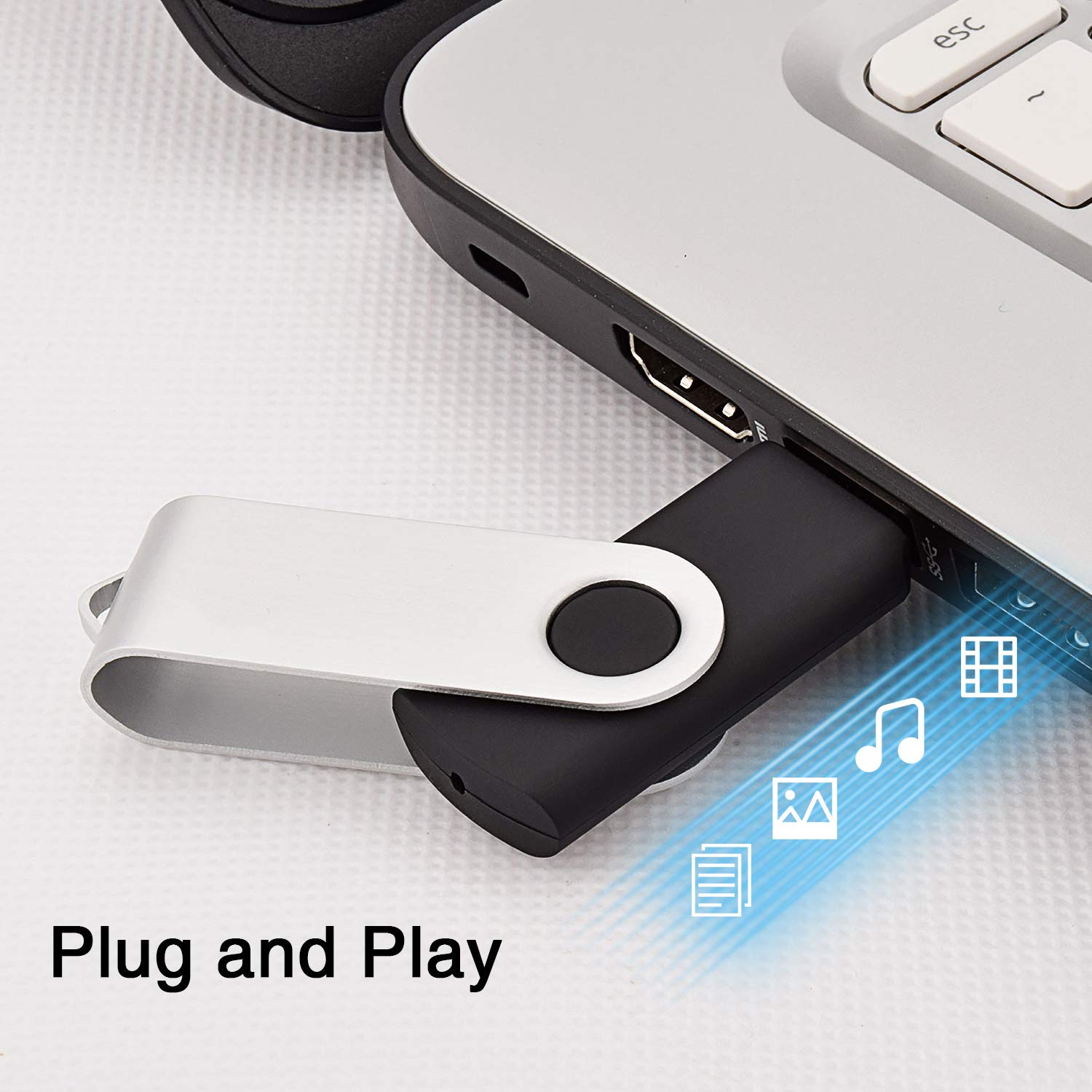 Kootion 50Pcs 32Gb Usb Flash Drive 32 Gb Bulk Flash Drives 50 Pack Thumb Drive Swivel Memory Stick Jump Drive Keychain Design Bl