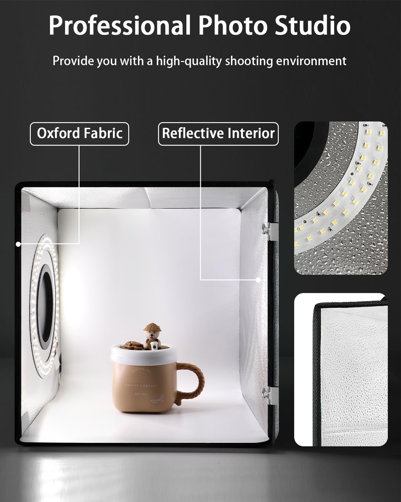 Duclus Light Box Photography, Portable Photo Studio Booth Box, 10'' X 10'' Professional Mini Shooting Tents With 96 Led Lights D