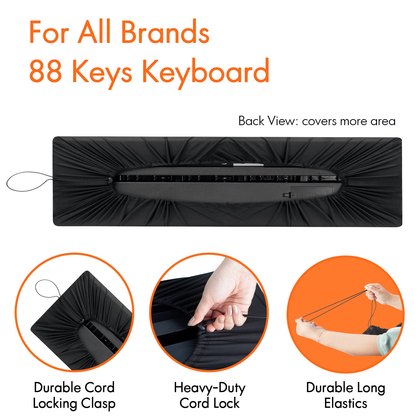 Piano Keyboard Dust Cover, 88 Keys Piano Music Keyboard Dirt Proof Cover, Stretchy Electronic Keyboard Piano Cover, Electronic K