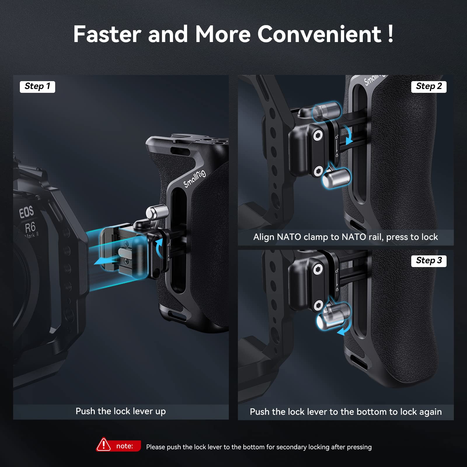 Smallrig Snap-On Nato Side Handle, Quick Lock Design, Up/Down Adjustable, Built-In Cold Shoe Mount, 1/4-20 Thread Hole, Wrist