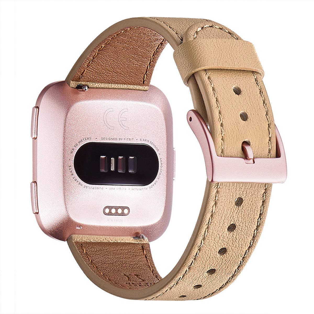 Wfeagl For Fitbit Versa Band, Top Grain Leather Band Replacement Strap For Fitbit Versa/Versa 2 /Versa Lite/Versa Se Fitness Sma