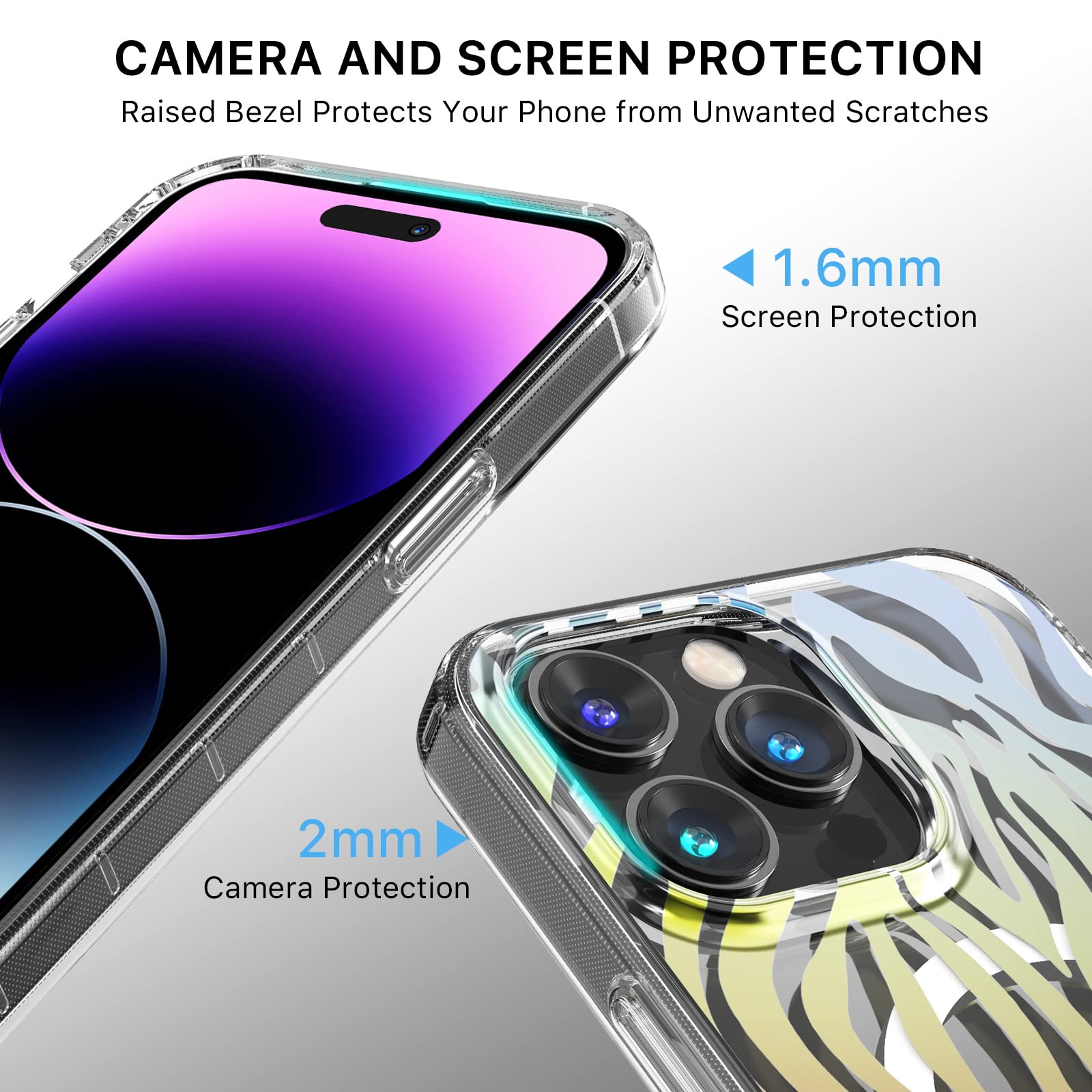 M MYBAT PRO Magnetic Slim Clear Phone Case for iPhone 14 Pro Max (6.7 inch) MagSafe Compatible TPU Zebra Military Grade Drop Shockproof Non-Yellowing