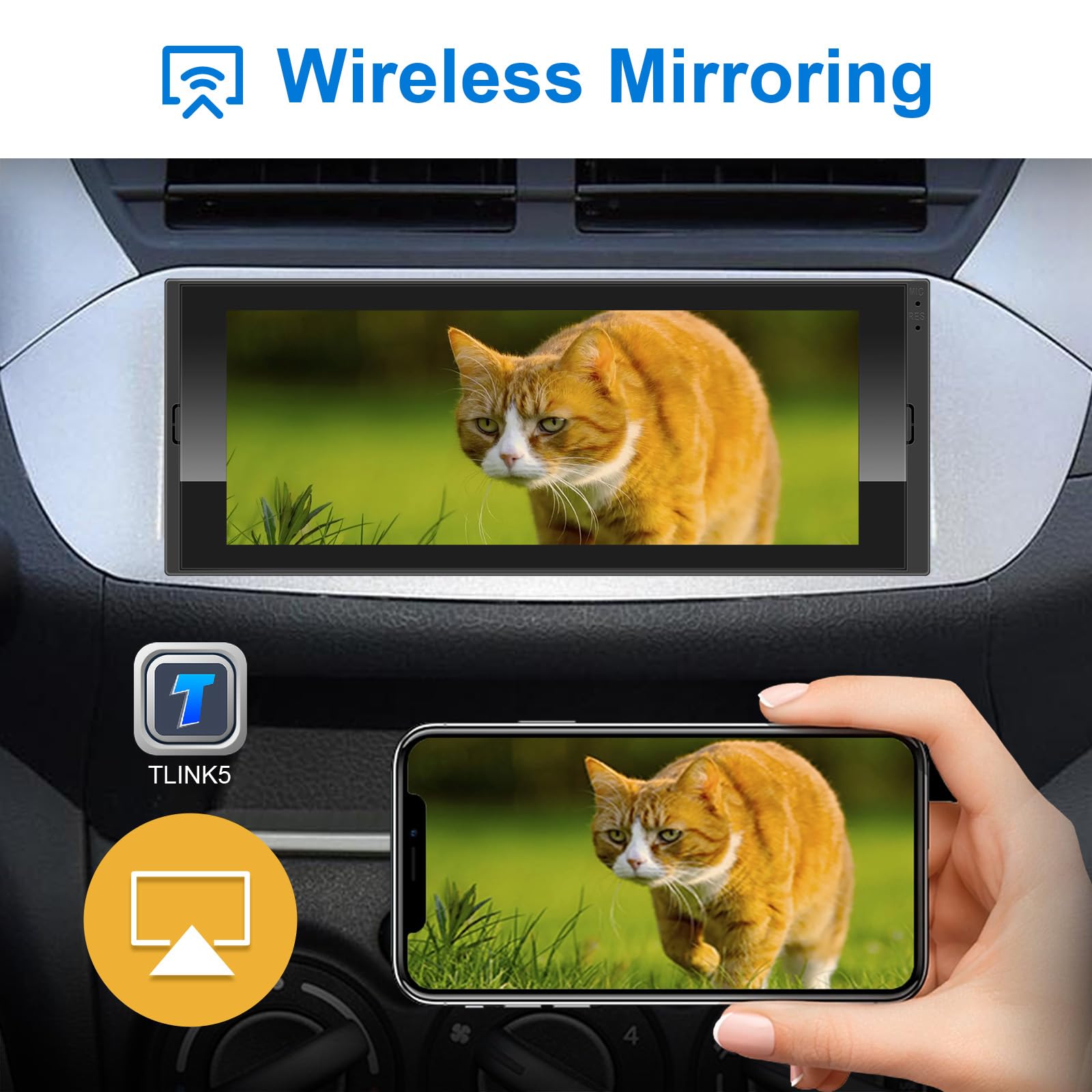 Single Din Touchscreen Car Stereo Radio Wireless Carplay Android Auto, 6.9 Inch Car Stereo Android 2G+32G With Gps Navigation Wi