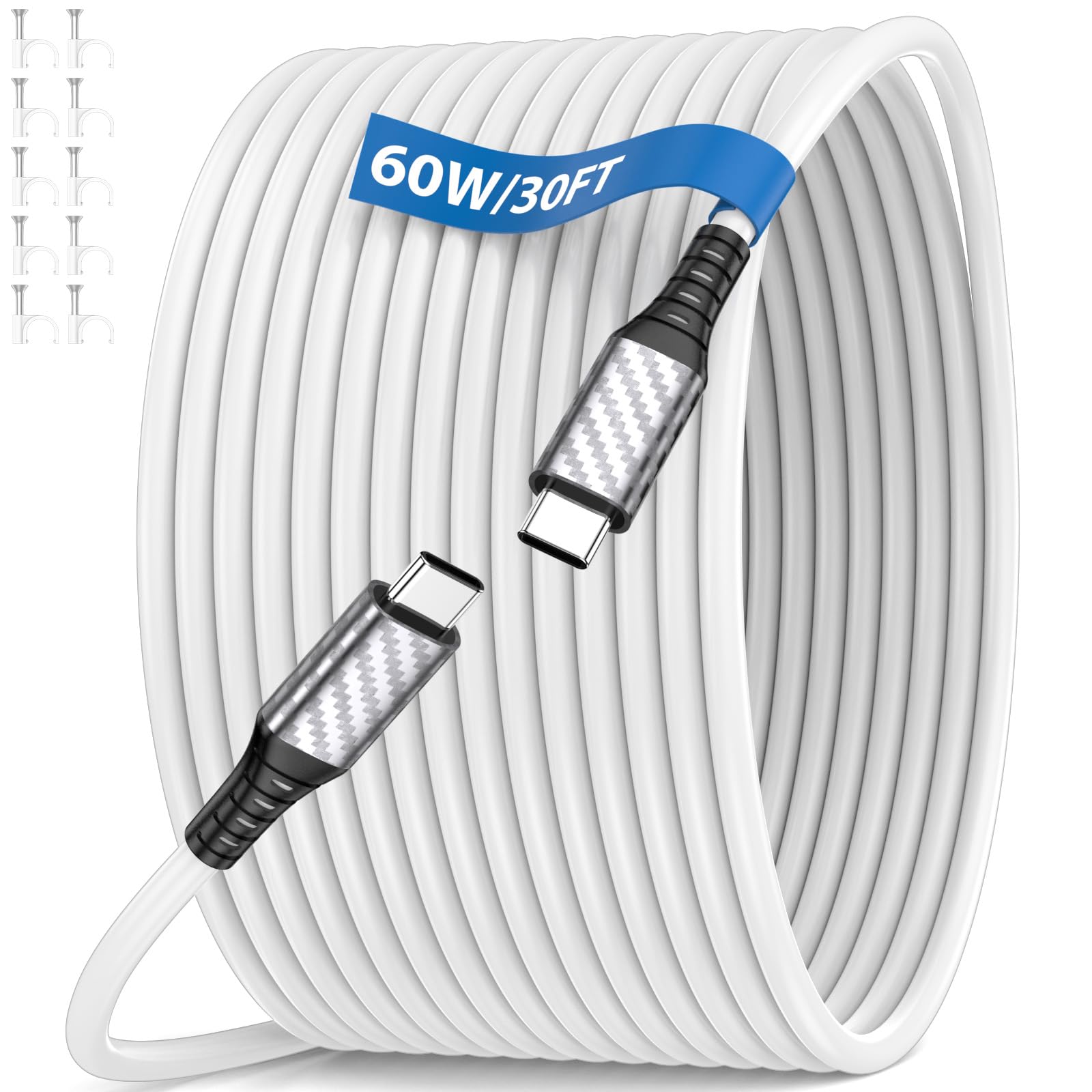ACANDYA USB C Cable 30FT Extra Long 60W Fast Charging Outdoor Camping Cord