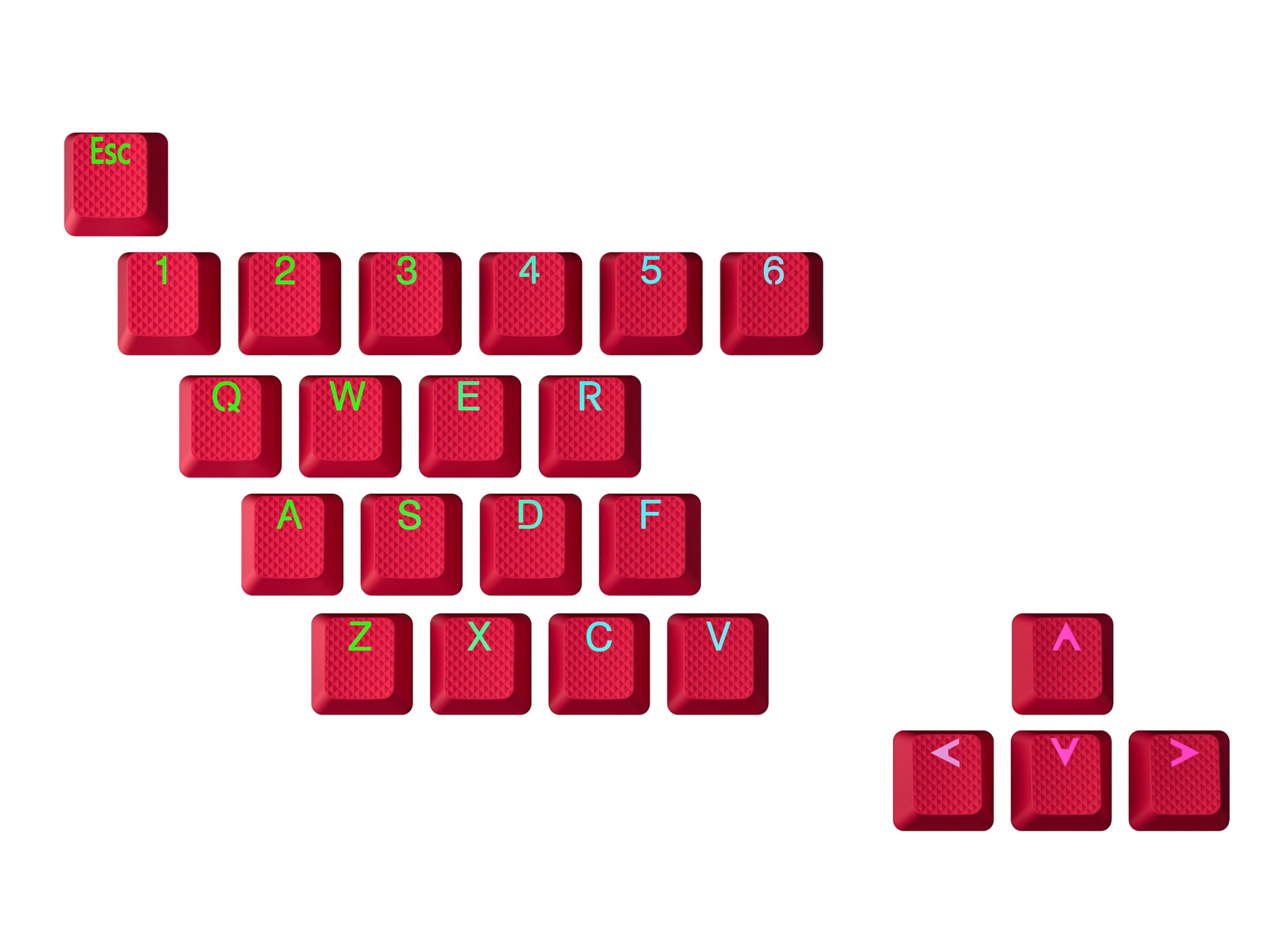 Geeky Rubberized Keycap Set | Double Shot Translucent | Abs + Tpr | Oem Profile For Mechanical Gaming Keyboard (Red, 23 Keys)
