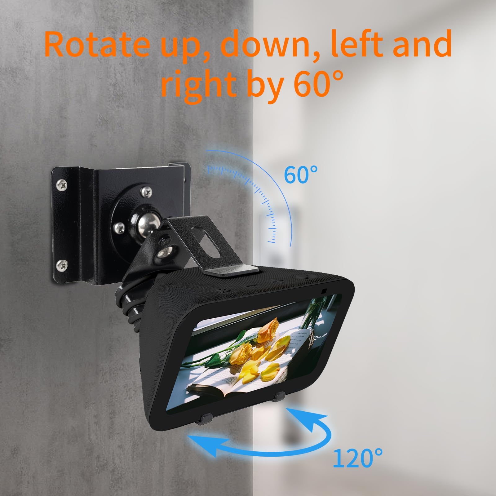 Shinar Metal Wall Mount Only For Echo Show 5 (3Rd Generation)   Swivels Up To 360 / Tilts  70 / +70,Mount Stand Compatible With