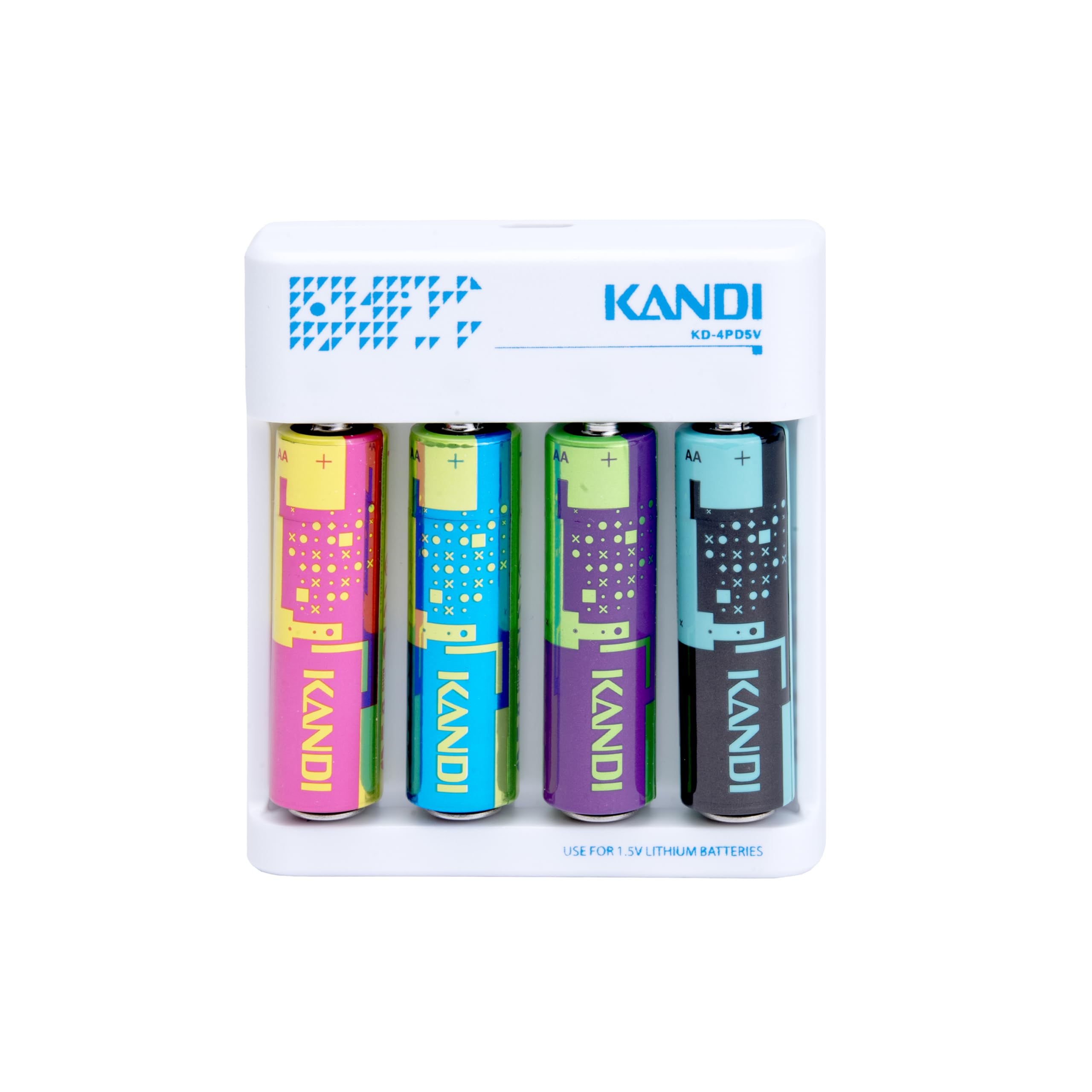 Kandi Lithium Battery Charger For Aa & Aaa, Usb Battery Charger With Charging Indicator, 4 Charging Bays, Convenient Small & Com