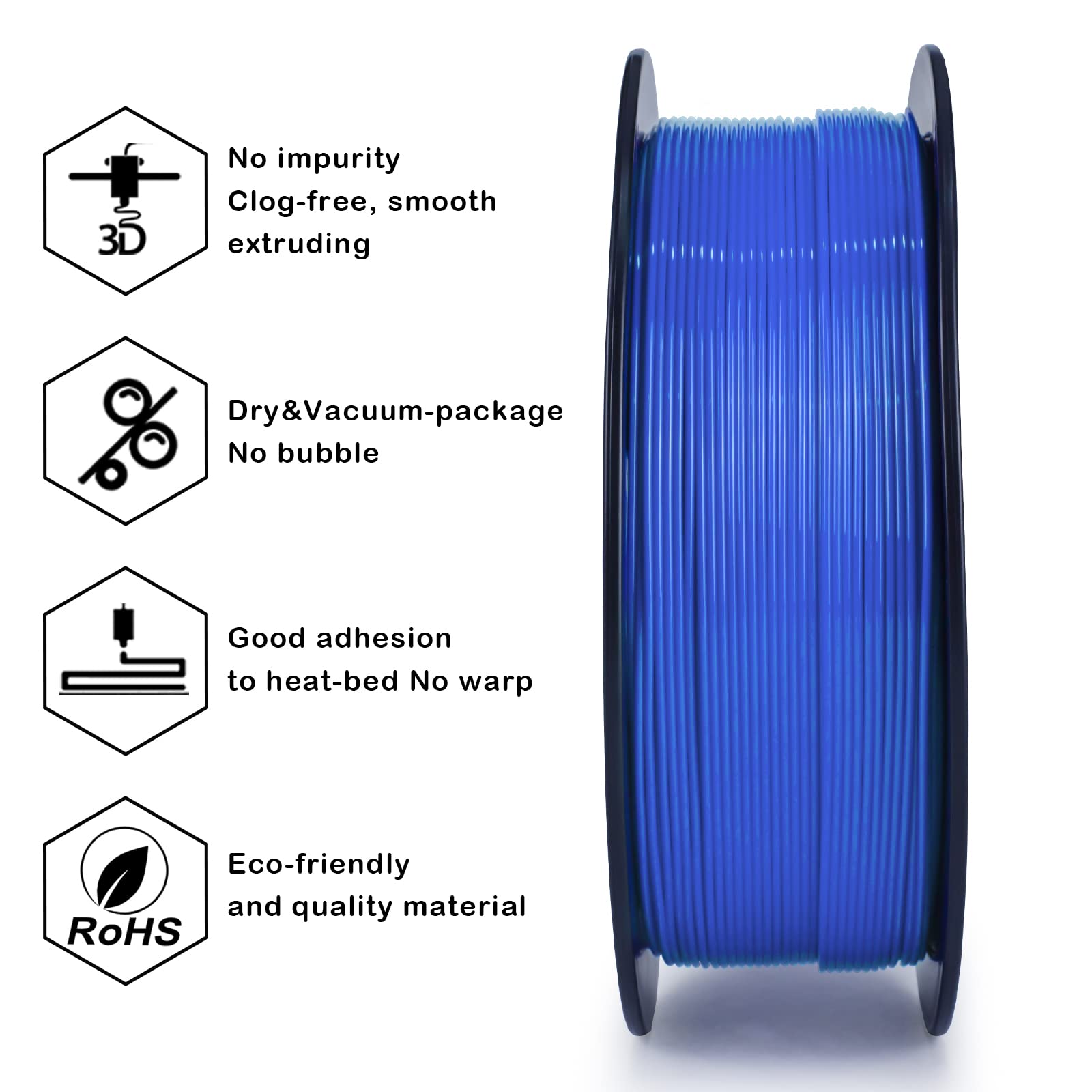 Ziro Pla Filament 175Mm,3D Printer Filament Pla Pro Basic Color Series 175Mm 1Kg(22Lbs), Dimensional Accuracy +  003Mm,Blue