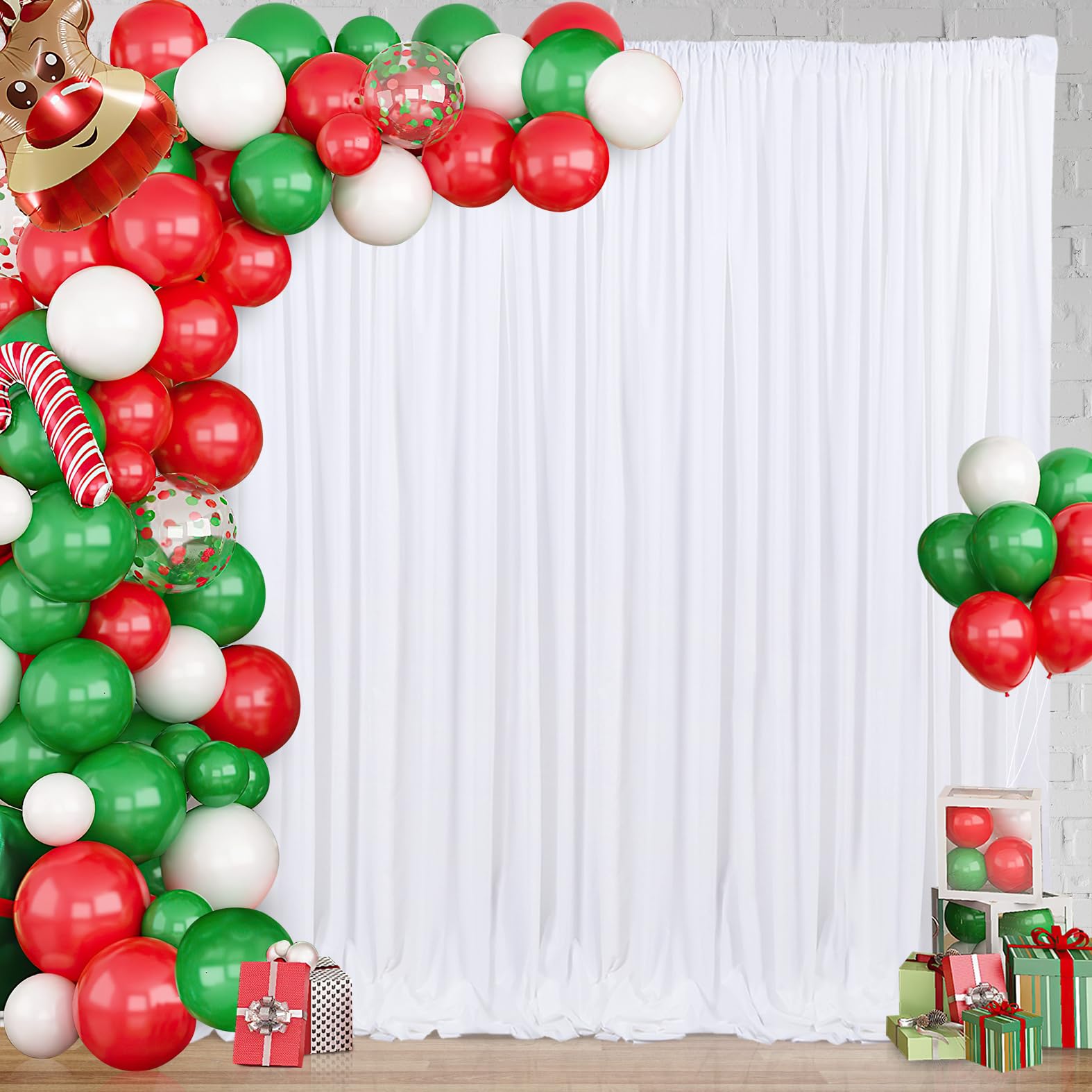 White Backdrop Polyester Background Drapes 10Ft X 8Ft Wedding Curtain Backdrops Spring Outdoor Photography Backdrops 2 Panels 5F