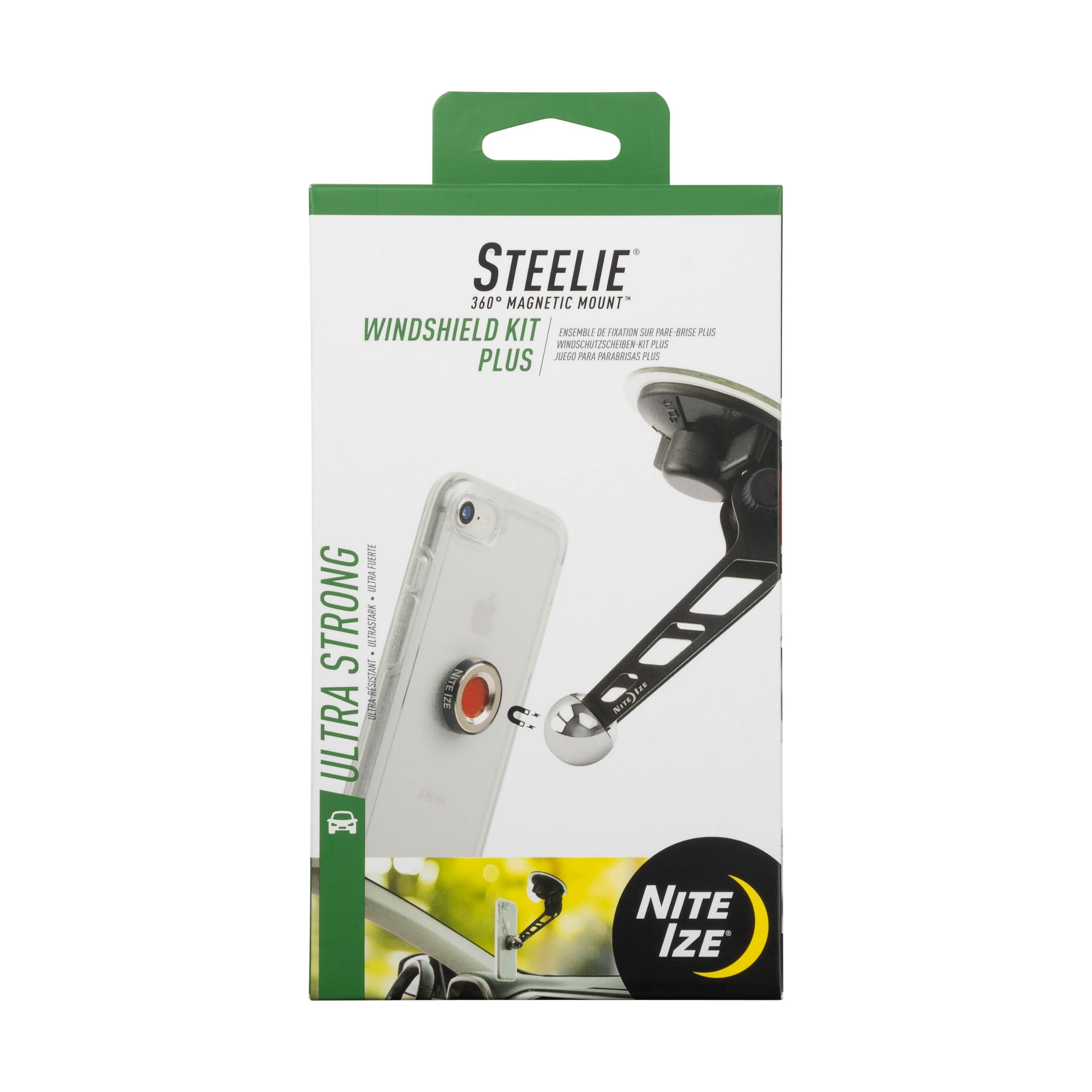 Nite Ize Original Steelie Windshield Mount Kit - Magnetic Cell Phone Holder For Car Accessories - Sturdy Car Windshield Mount Fo