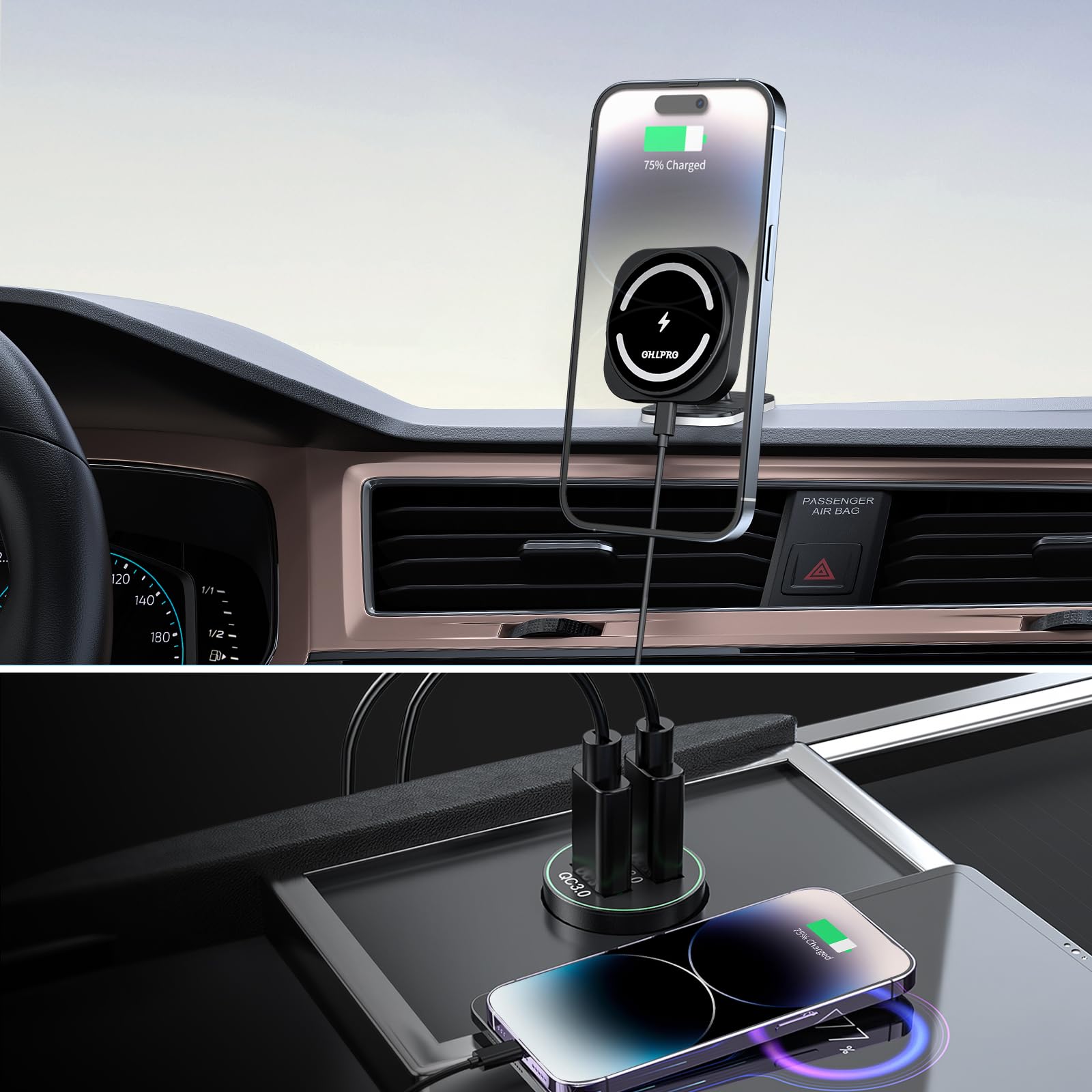 Ohlpro For Magsafe Car Mount, Super Strong Magnetic Wireless Car Charger Compatible With Iphone 16 Pro Max,16/15/14/13/12 Series