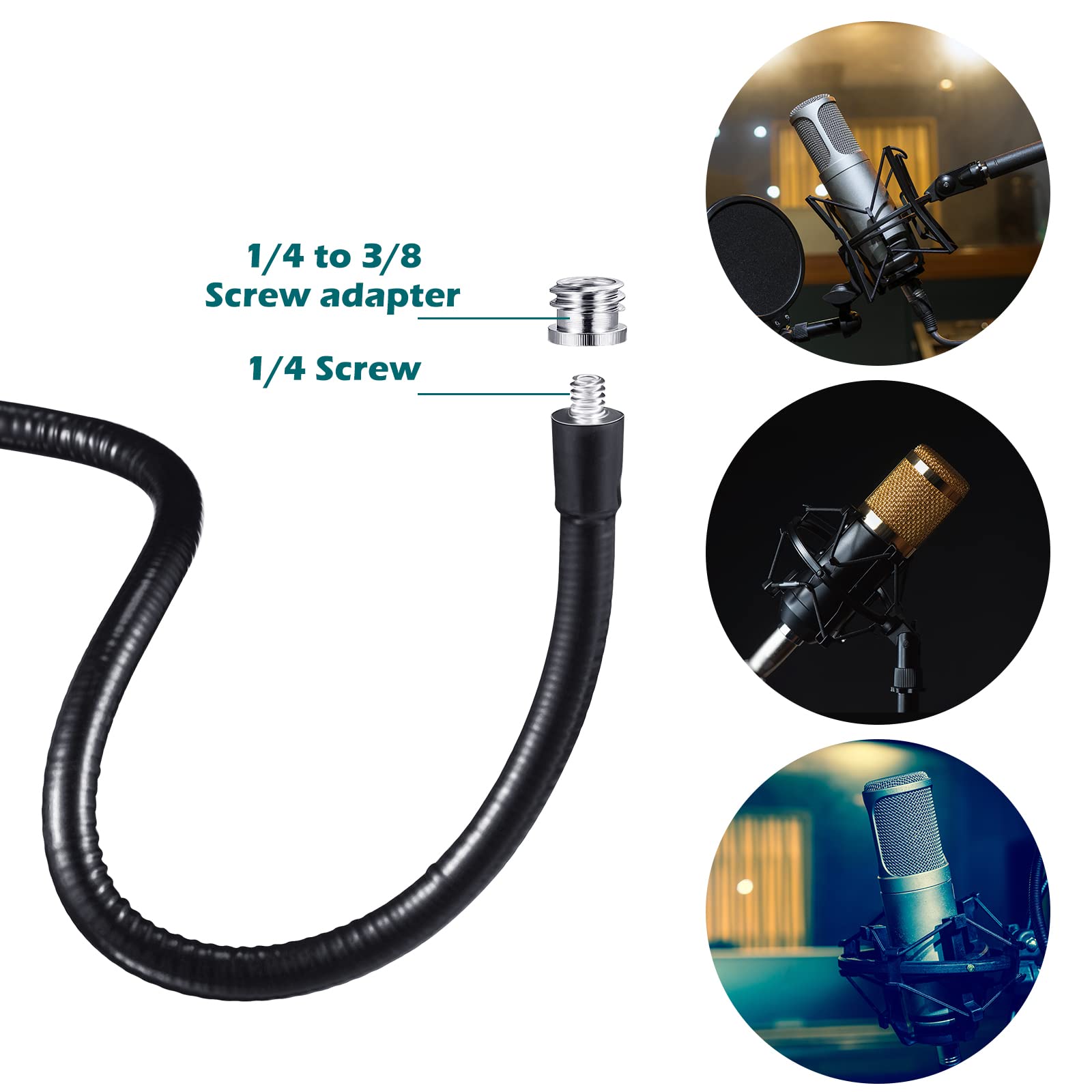 2 Pcs Gooseneck Mic Stand Mic Holder Microphone Stand Mount Adjustable Arm Adapter Podium Microphone Flexible Gooseneck Desktop