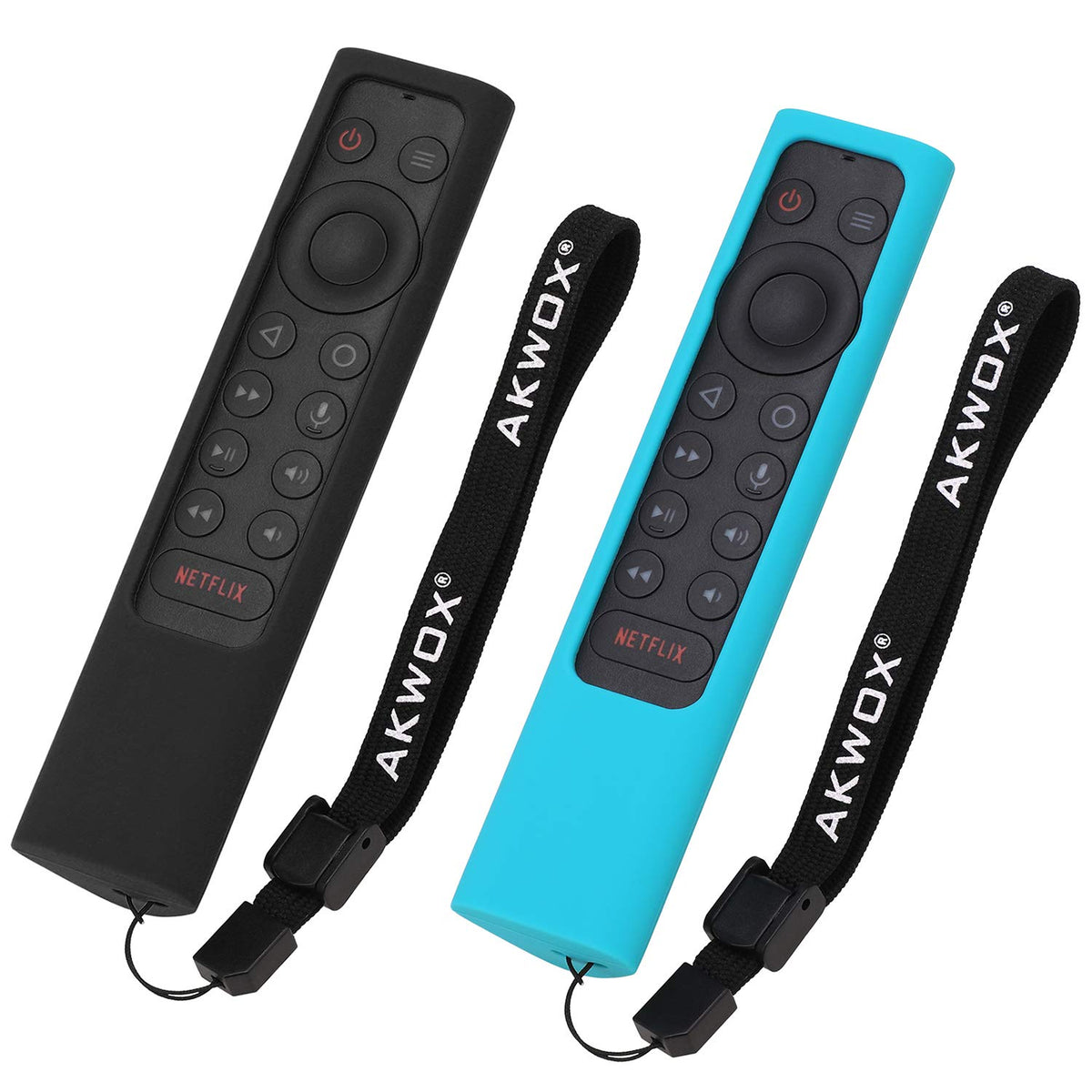 2-Pack AKWOX Protective Remote Cover Case for NVIDIA Shield TV Pro/4K HDR Remote Controller Series, Light Weight Shockproof Anti-Slip Silicone Skin with Hand Strap - Black Blue