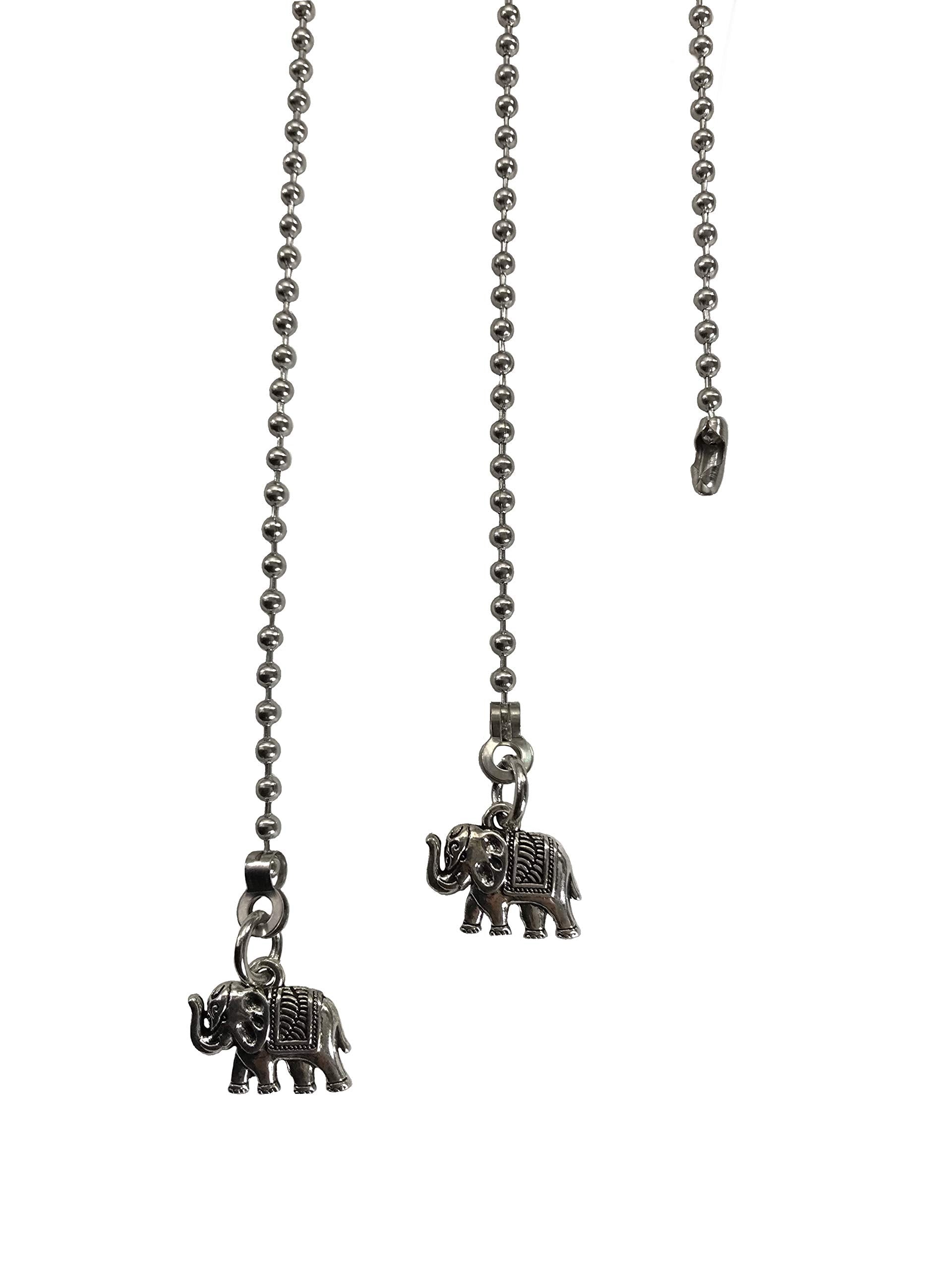 Circus Elephant Fan Light Pull Chain Replacement Set Silver Tone 3.2Mm