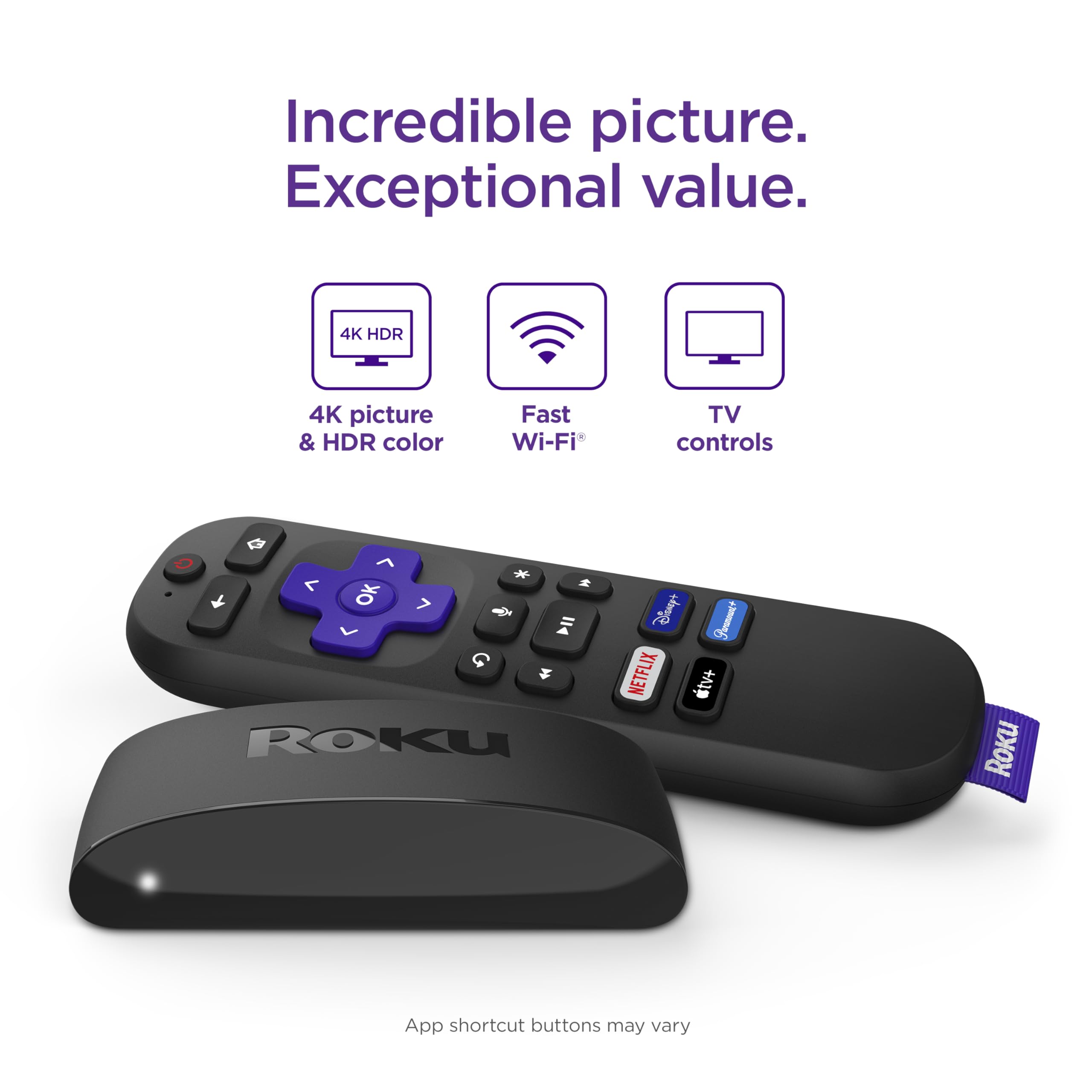 Roku Express 4K+ | Roku Streaming Device 4K/Hdr, Roku Voice Remote, Free & Live Tv
