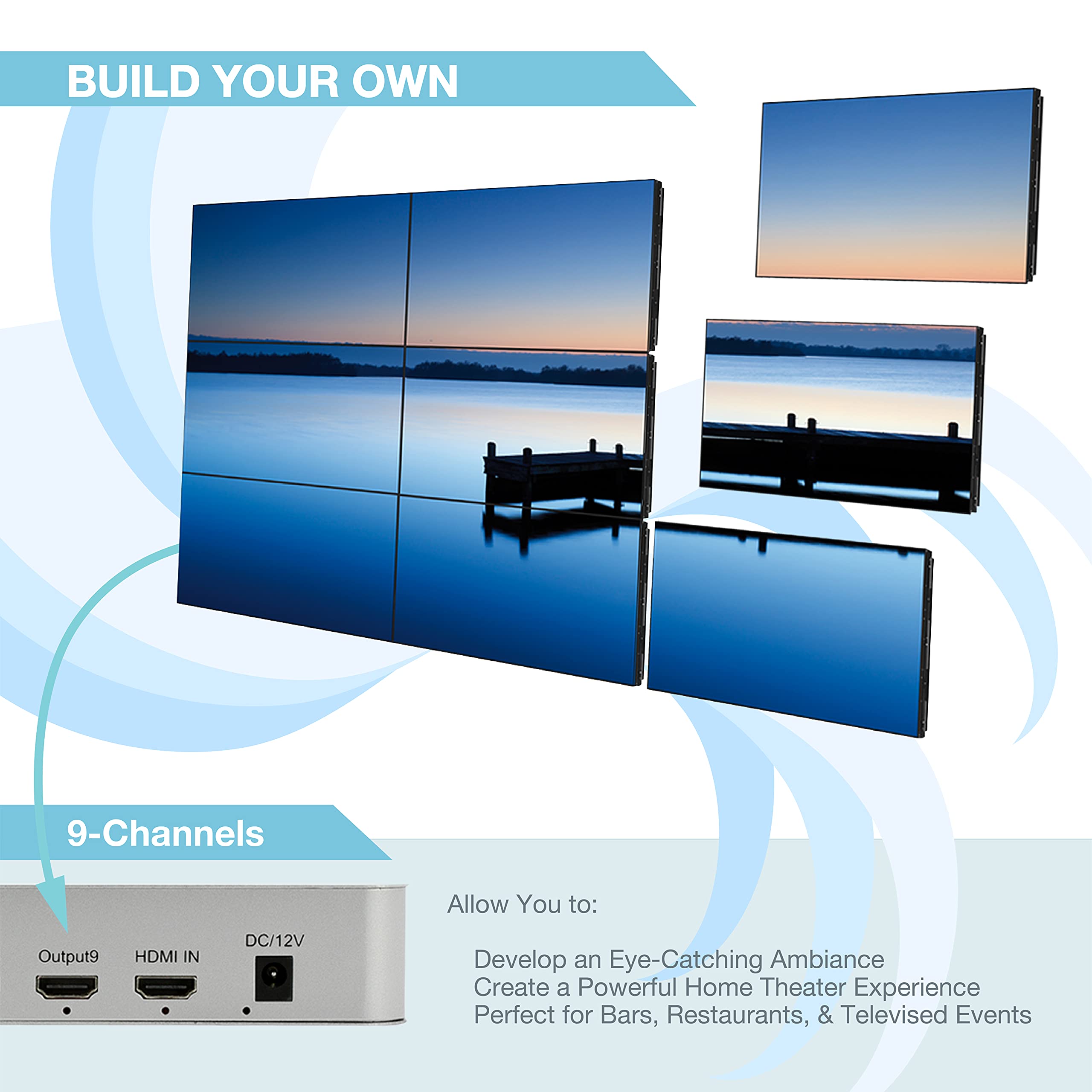 Expert Connect 3X3 Video Wall Controller With Media Player | 1080P, Hdmi 1.4, Hdcp1.4 Compliant | 1 Hdmi Input & 9 Outputs | 1X2, 1X3, 1X4, 2X1, 2X2, 2X3, 2X4, 3X1, 3X2, 3X3, 4X1, 4X2