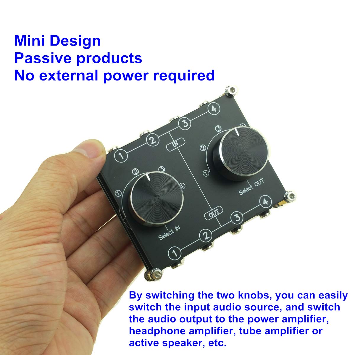 4 Input 4 Output 3.5Mm Audio Switch Box, Aux Switcher, Stereo Audio Selector Box, Line Router Splitter Combiner For Home Audio