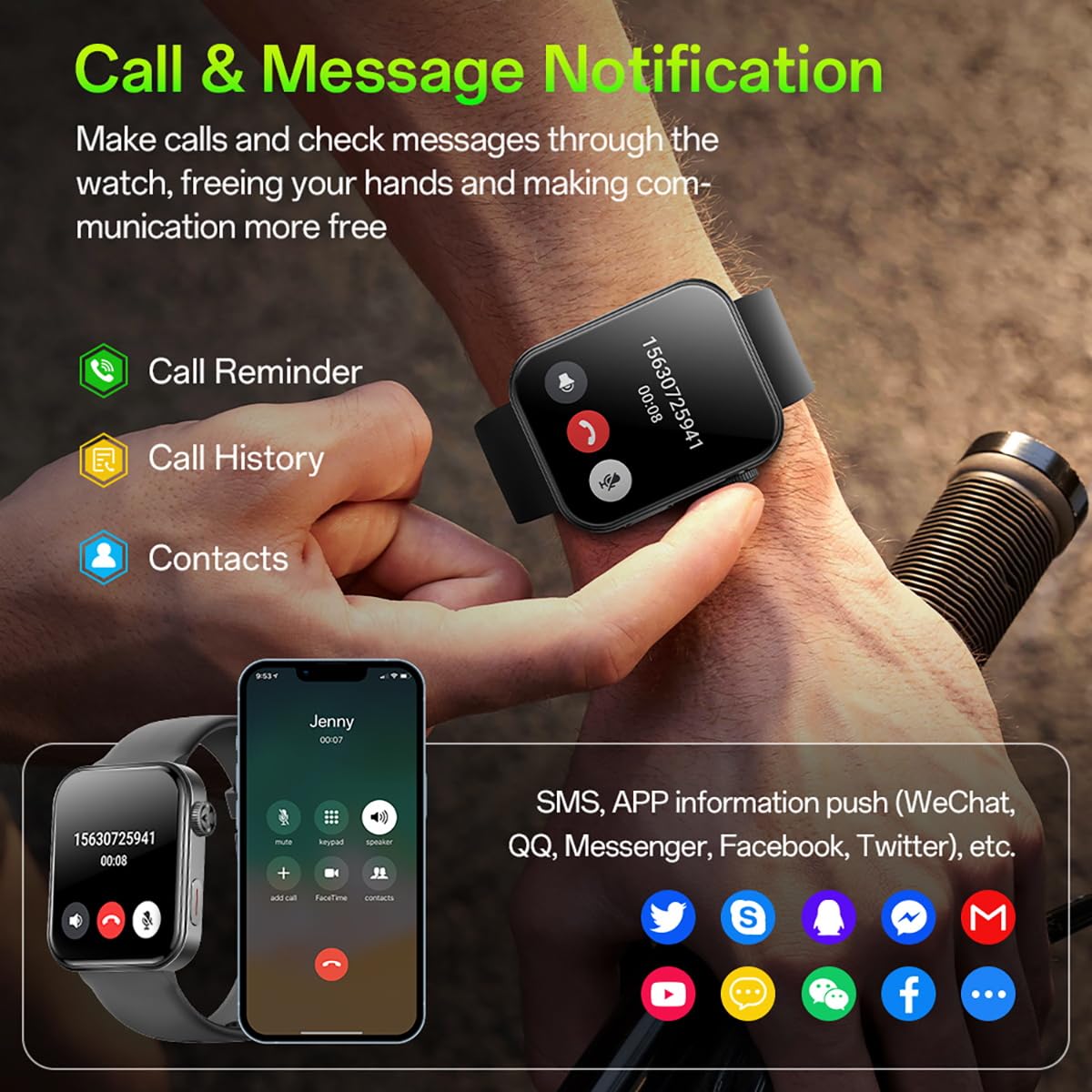 Aolon Upgraded Foom S4 1.91 Inch High Definition Large Screen Smart Watch (Silver)