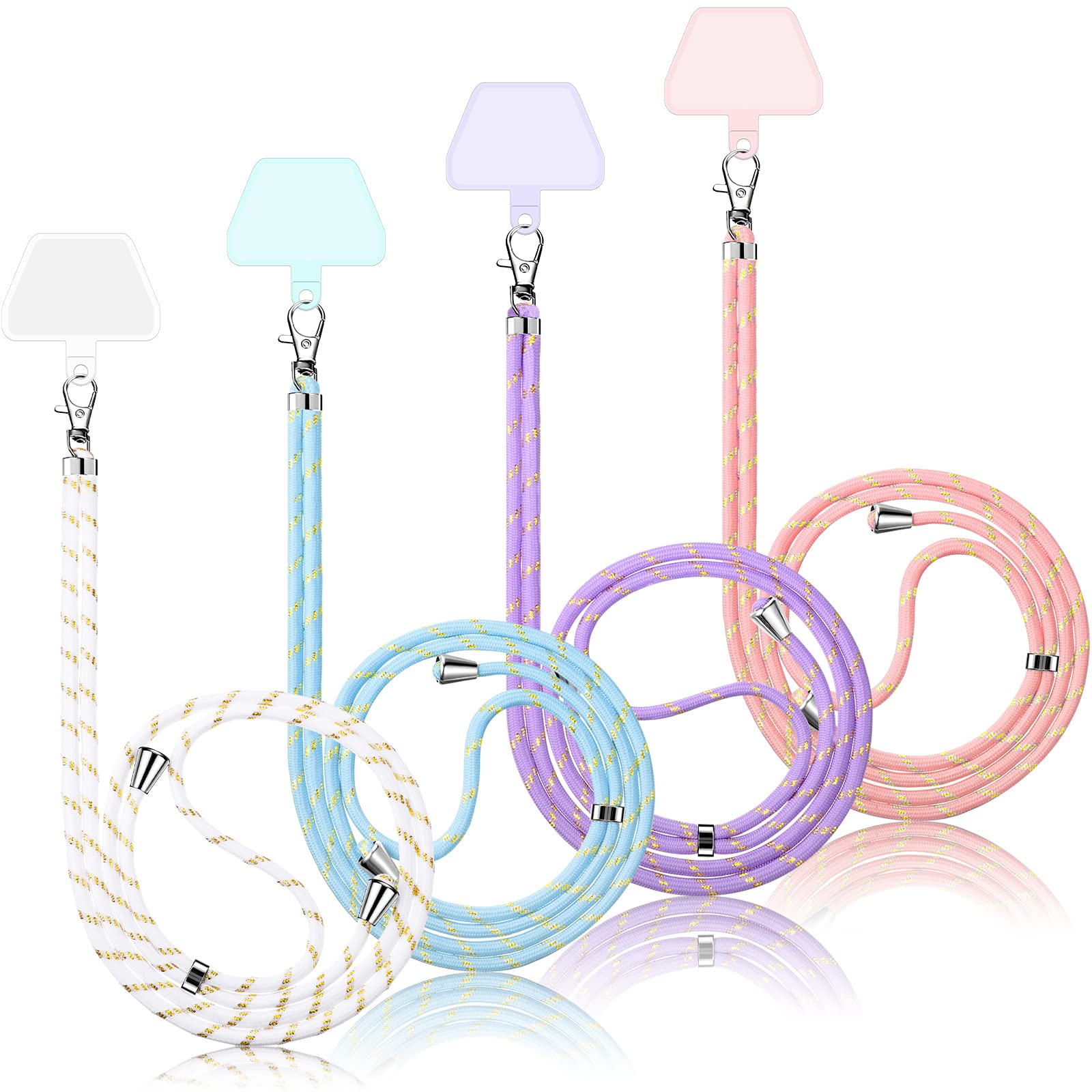 4 Pieces Universal Cell Phone Lanyard Crossbody Adjustable Nylon Phone Lanyard For Around Neck For Most Phones (Simple Colors Wi