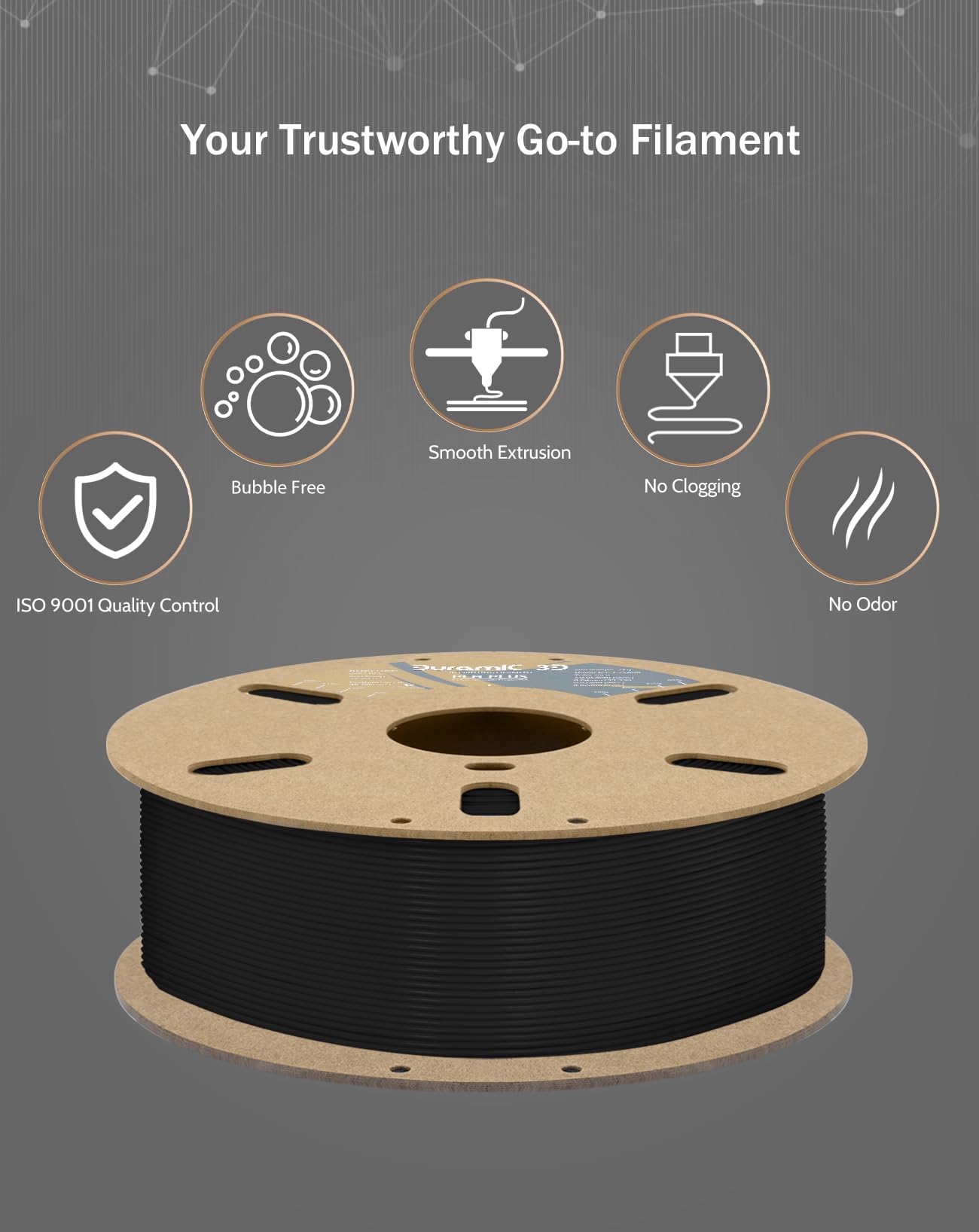 Duramic 3D Pla+ Filament 1.75Mm 2Kg Black, Pla Plus Filament 2 Pack 1Kg Spool(2.2Lbs) Tougher And Stronger, Dimensional Accuracy