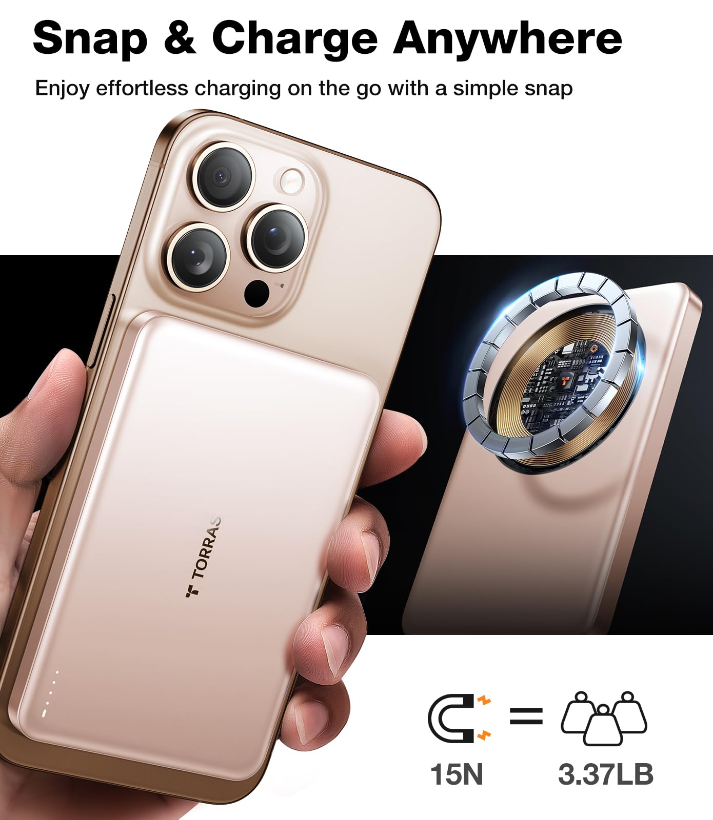 Torras Minimag Power Bank,Ultra Slim 10,000Mah Magnetic Wireless Portable Charger, 22.5W Fast Charging Battery Pack With Usb C C