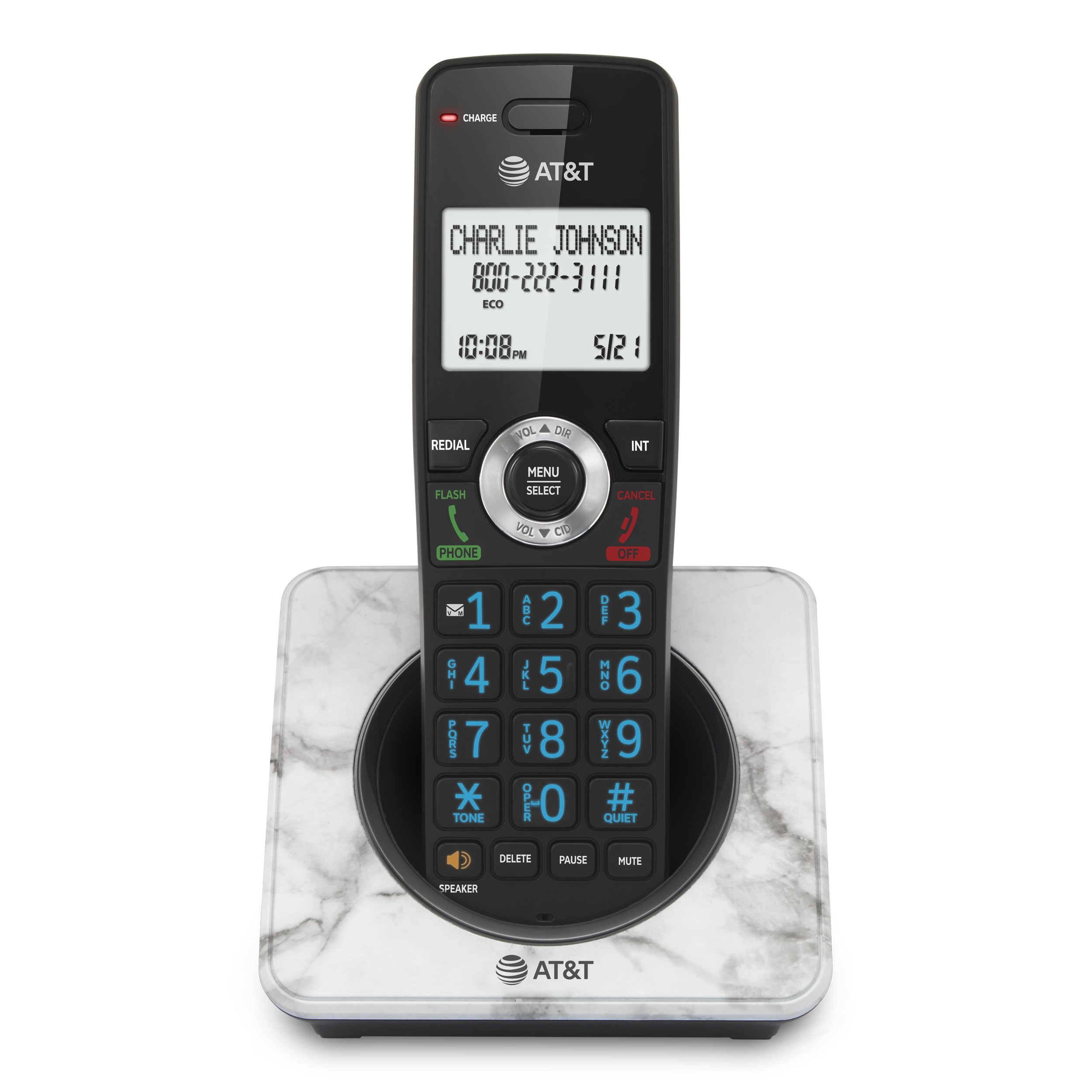 At&T Gl2101 1M Dect 6.0 Cordless Home Phone With Call Block, Caller Id, Full Duplex Handset Speakerphone, 2'' White Backlit Disp