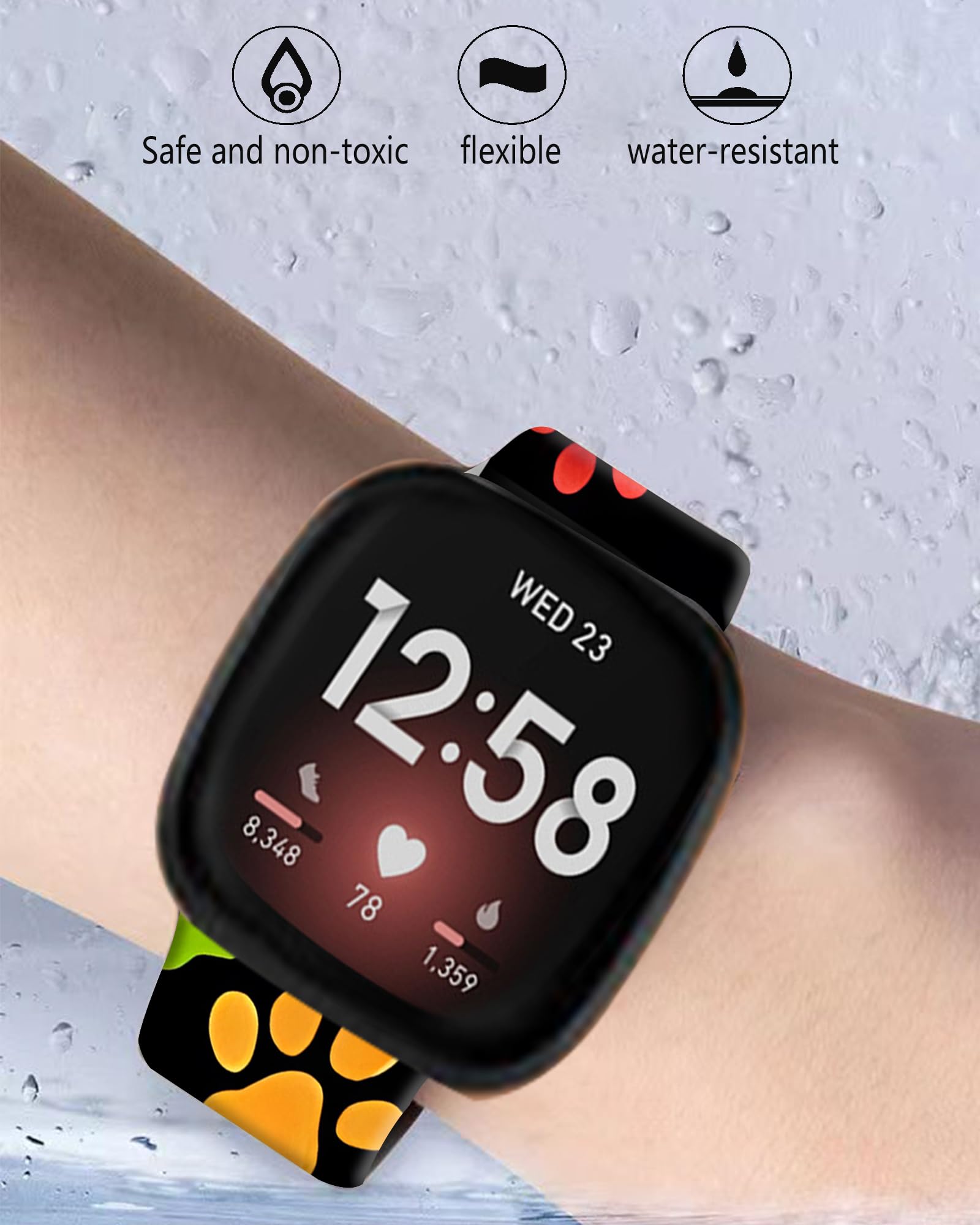 Lnzlking Sport Band Compatible With Versa 4/Sense 2 For Women Men, Elastic Replacement Wristband Strap For Smart Watch (Colorful