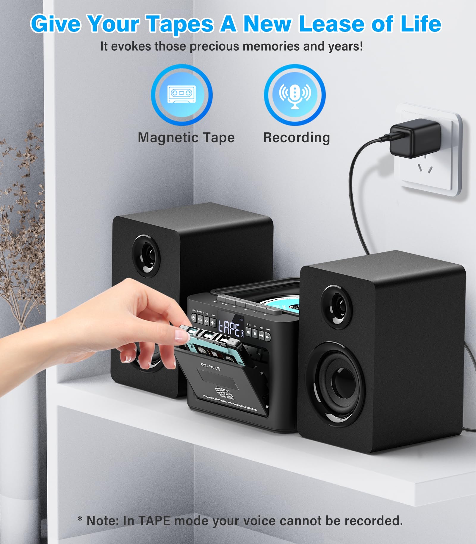 Greadio Stereo System For Home With Boombox Cd And Cassette Player Combo, 40W Home Stereo System With Bluetooth, Fm Radio/Usb/Tf