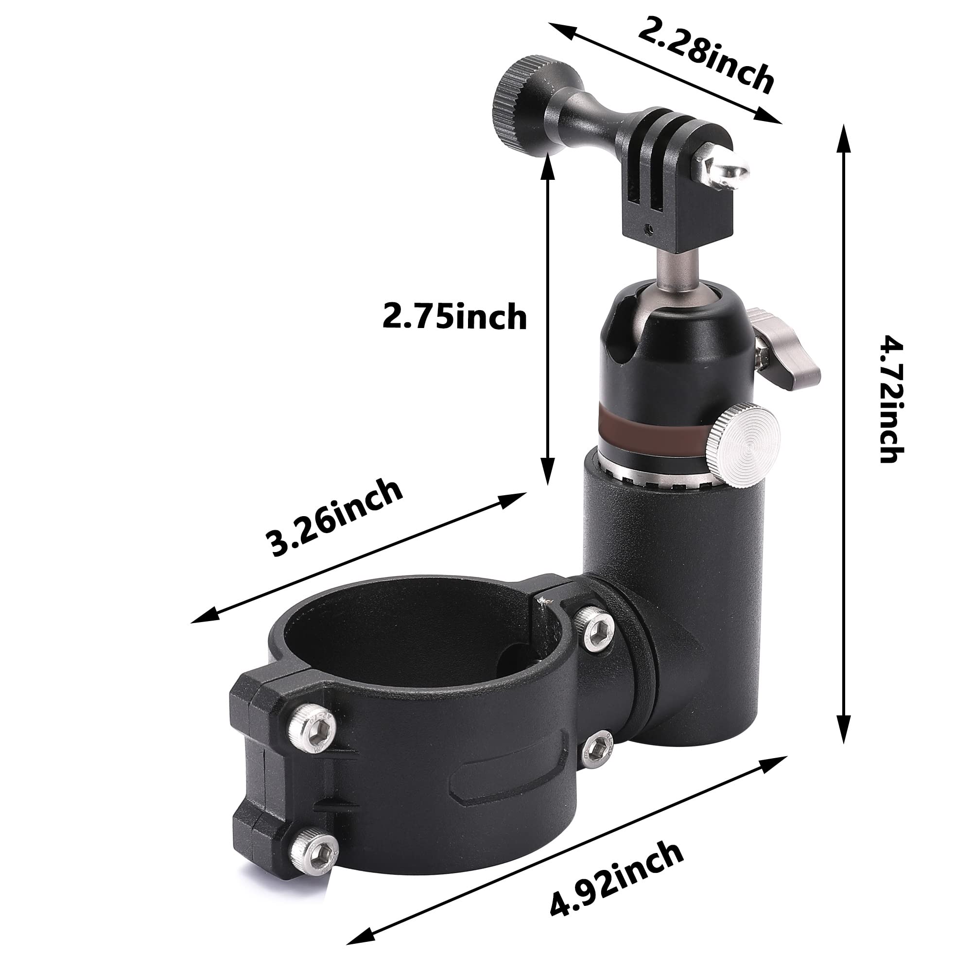 Bestaoo Utv Atv Camera Mount Compatible With Gopro For 1.75'' 2'' Roll Bar, Aluminum 360 Rotation Action Camera Holder For All G