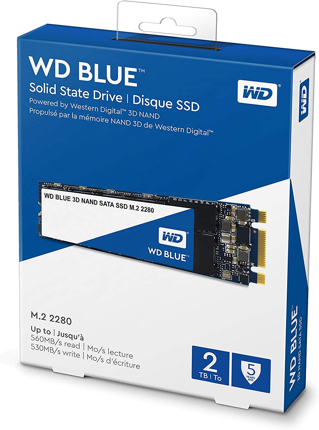 Western Digital 2Tb Wd Blue 3D Nand Internal Pc Ssd - Sata Iii 6 Gb/S, M.2 2280, Up To 560 Mb/S - Wds200T2B0B