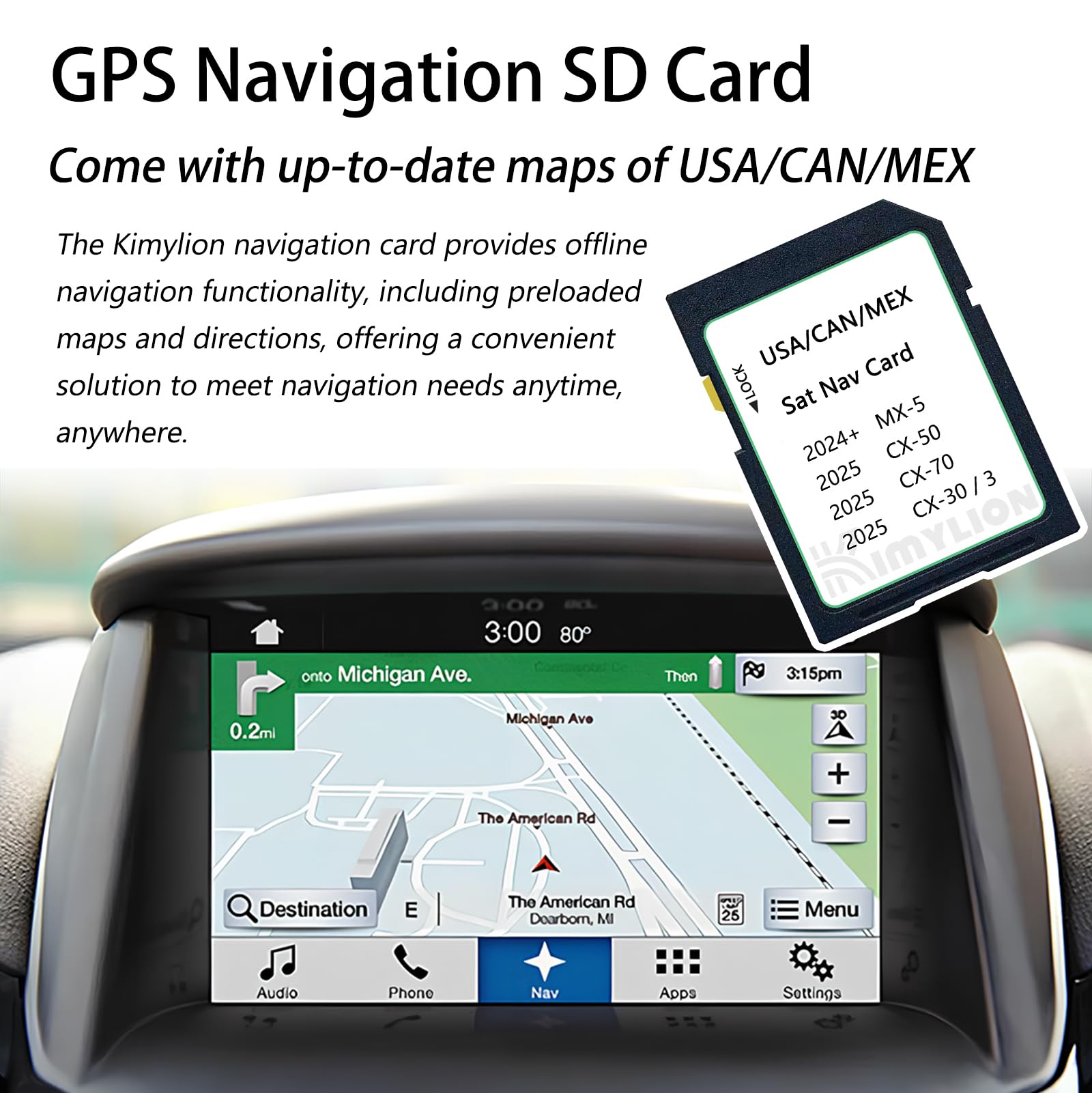 Latest Version Navigation Sd Card, Gps Sd Map Card Compatible With 2025 Cx 50/3 / Cx 30 / Cx 70, 2024+ Mx 5, Usa/Can/Mex Maps