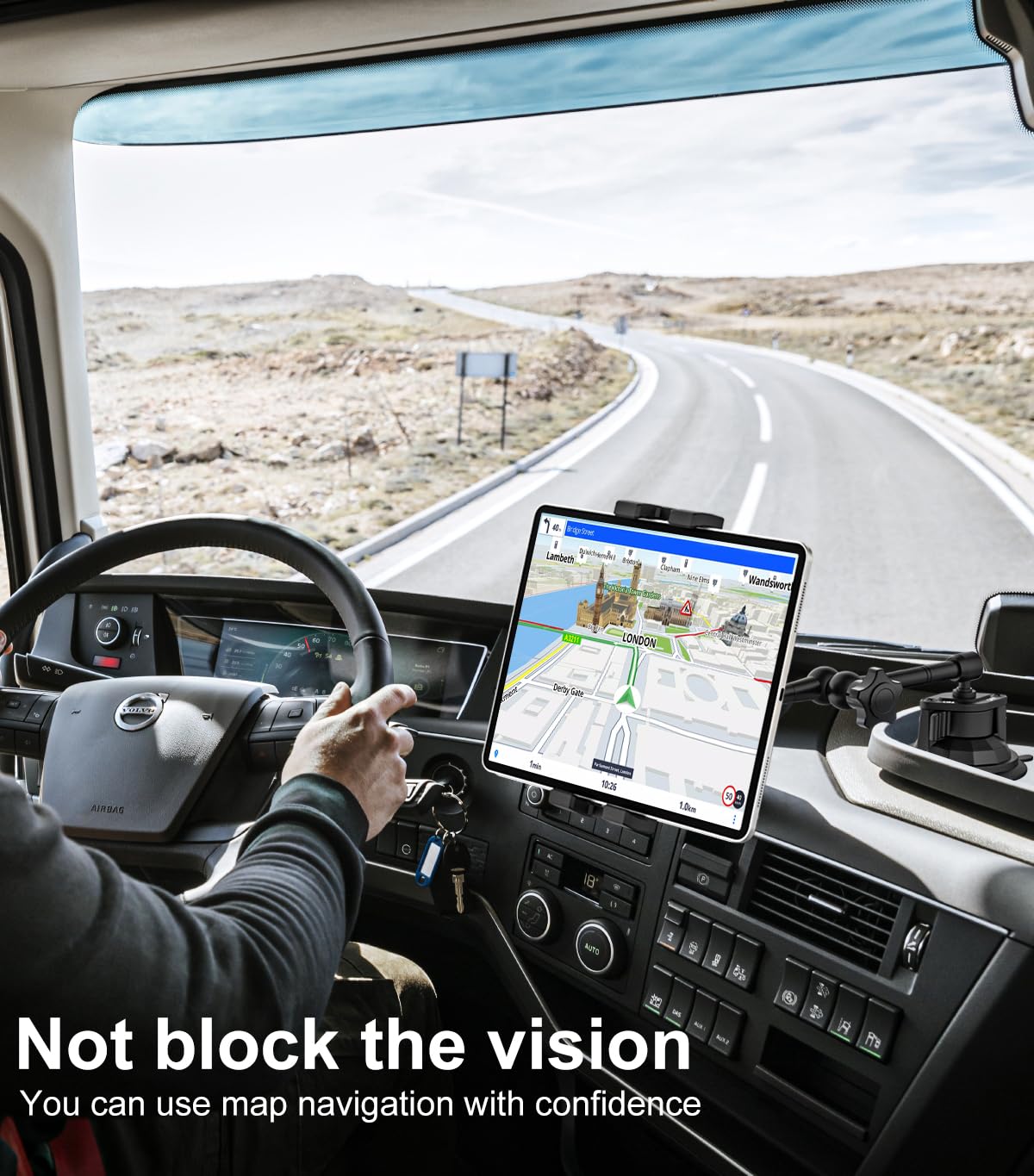 Gdzn Dashboard Mount For Truck, [Flexible Metal Arm] Heavy Duty Suction Cup Car Holder, Dash Windshield Semi Truck/Van/Suv Stand