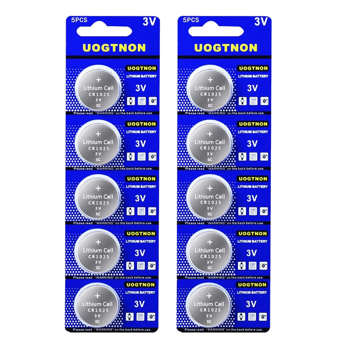 UOGTNON CR1025 3V Lithium Battery (10 - Pack)