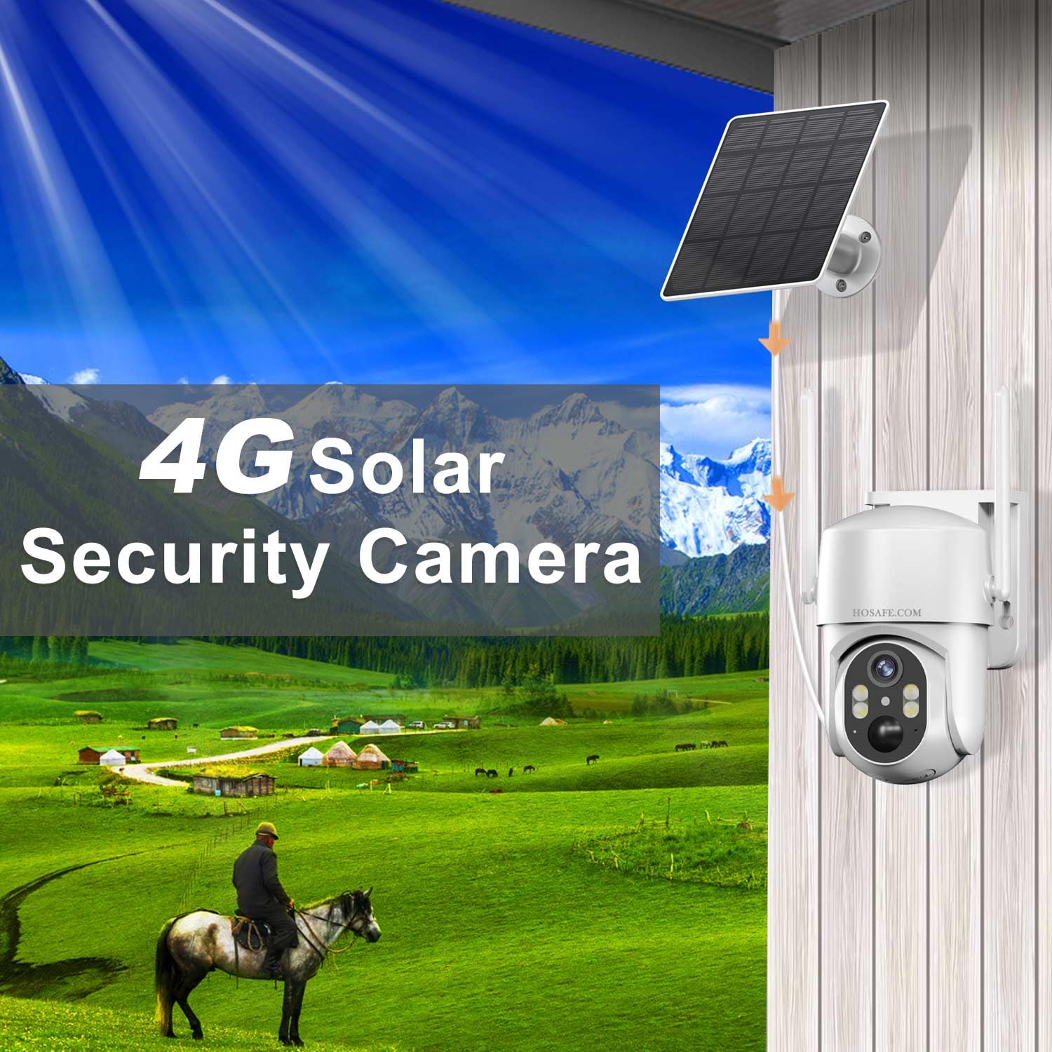 4G Lte Cellular Security Camera Wireless Outdoor, Solar Battery Powered Cameras For Home Surveillance, Pir Human Detection, 2K Hd Color Night Vision, 2 Way Audio, Cloud & Sd Card, Works With Phone App