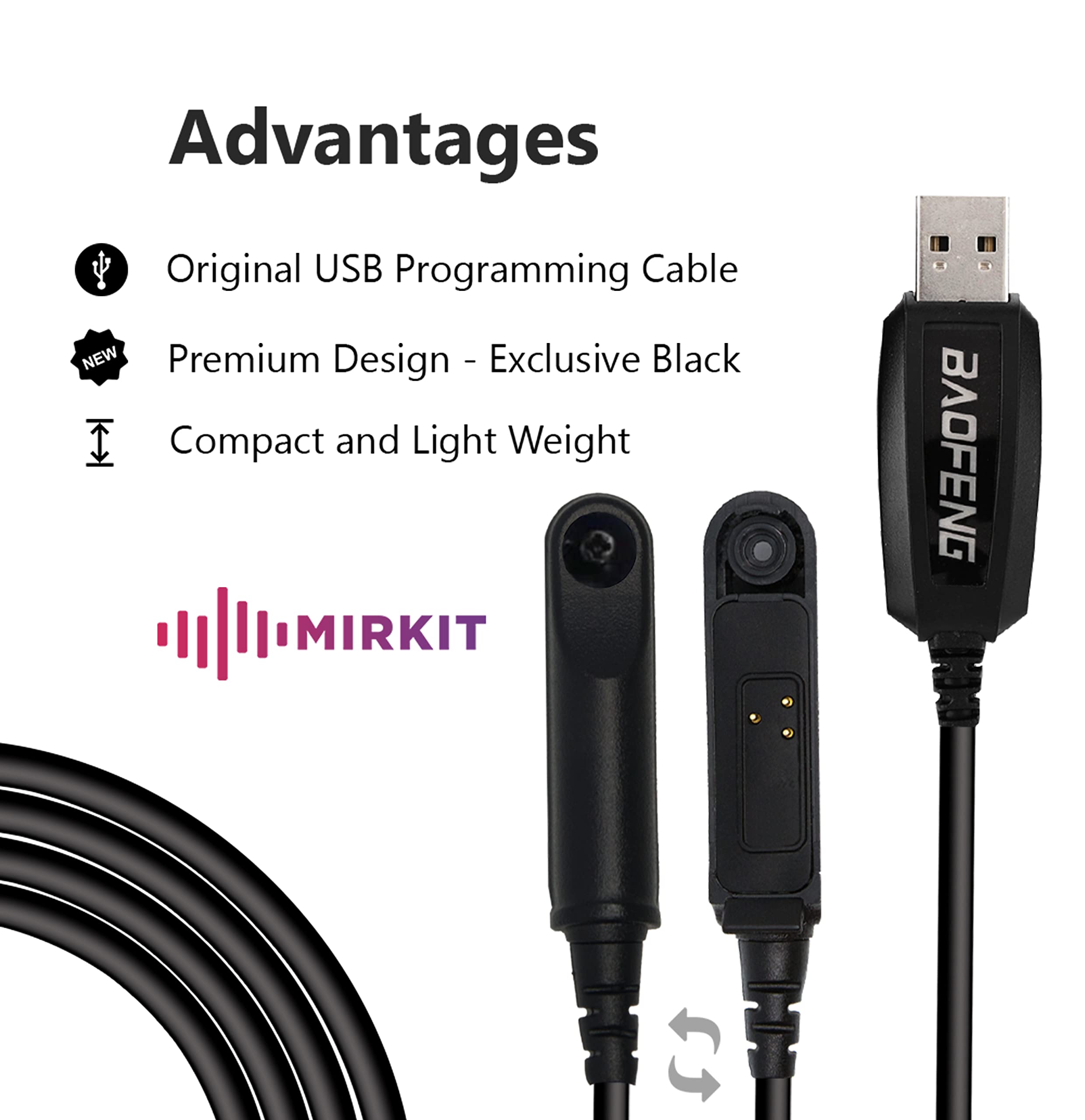 Mirkit Original Baofeng Usb Programming Cable For Baofeng Uv-9R Bf-9700 A-58 Uv-Xr Uv-5S Gt-3Wp Plus Handheld Ham Radio Transcei