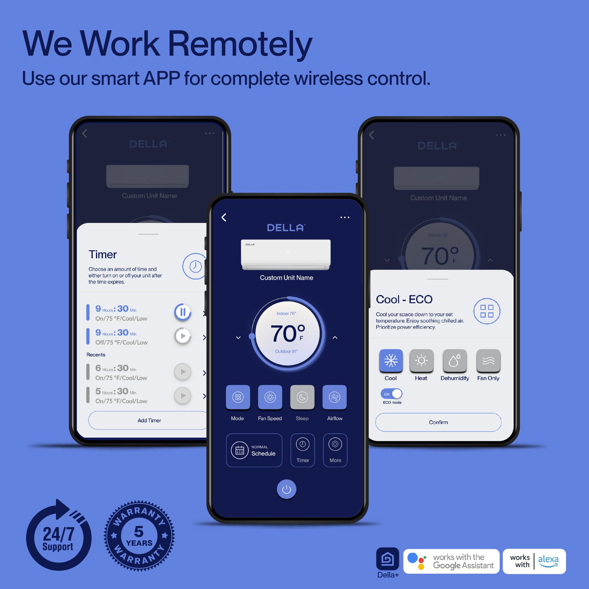 Della 27K Btu Odu 2 Zone 12000 12000 Btu Wifi Mini Split Ac Heat Pump Work With Alexa, 19 Seer 208 230V Cools Up To 1100 Sq.Ft E