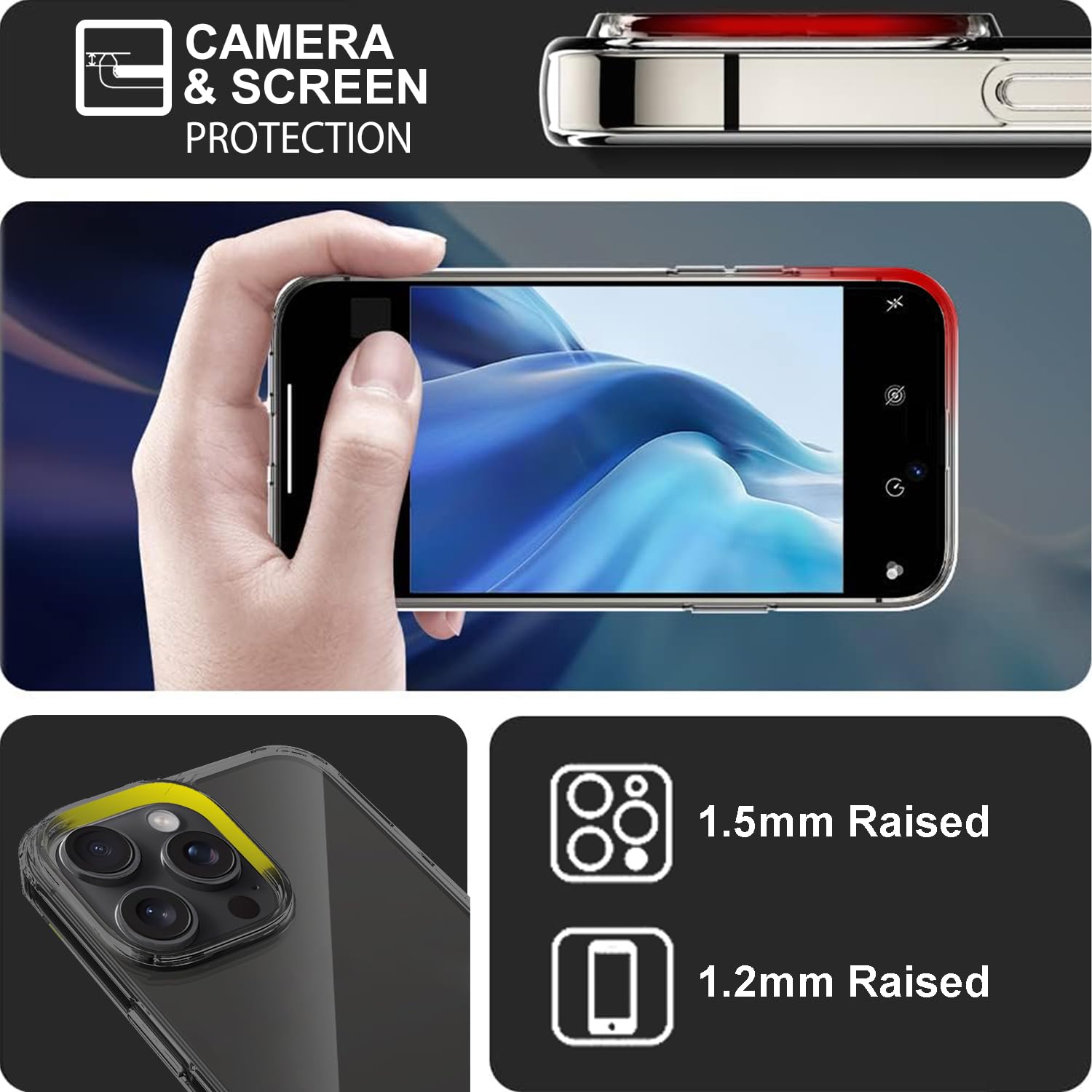 Tenoc Phone Case Compatible With Iphone 14 Pro, Gray Case Clear Shockproof Protective Bumper Slim Cover For 6.1 Inch