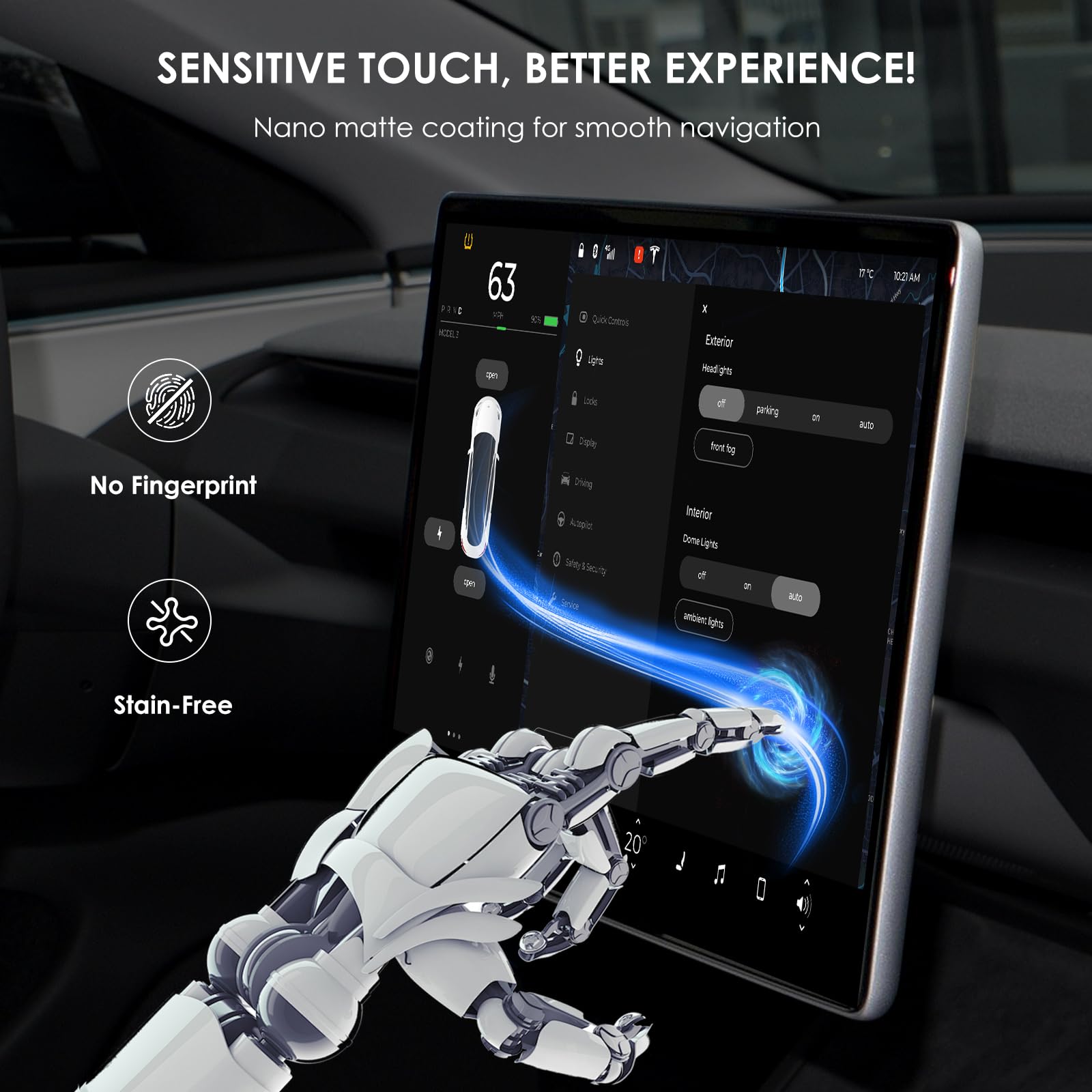 2024 Upgrade Tesla Model Y/3 Screen Protector Accessories Matte?No More Glare! Anti Fingerprint?Premium Tempered Glass Screen Pr