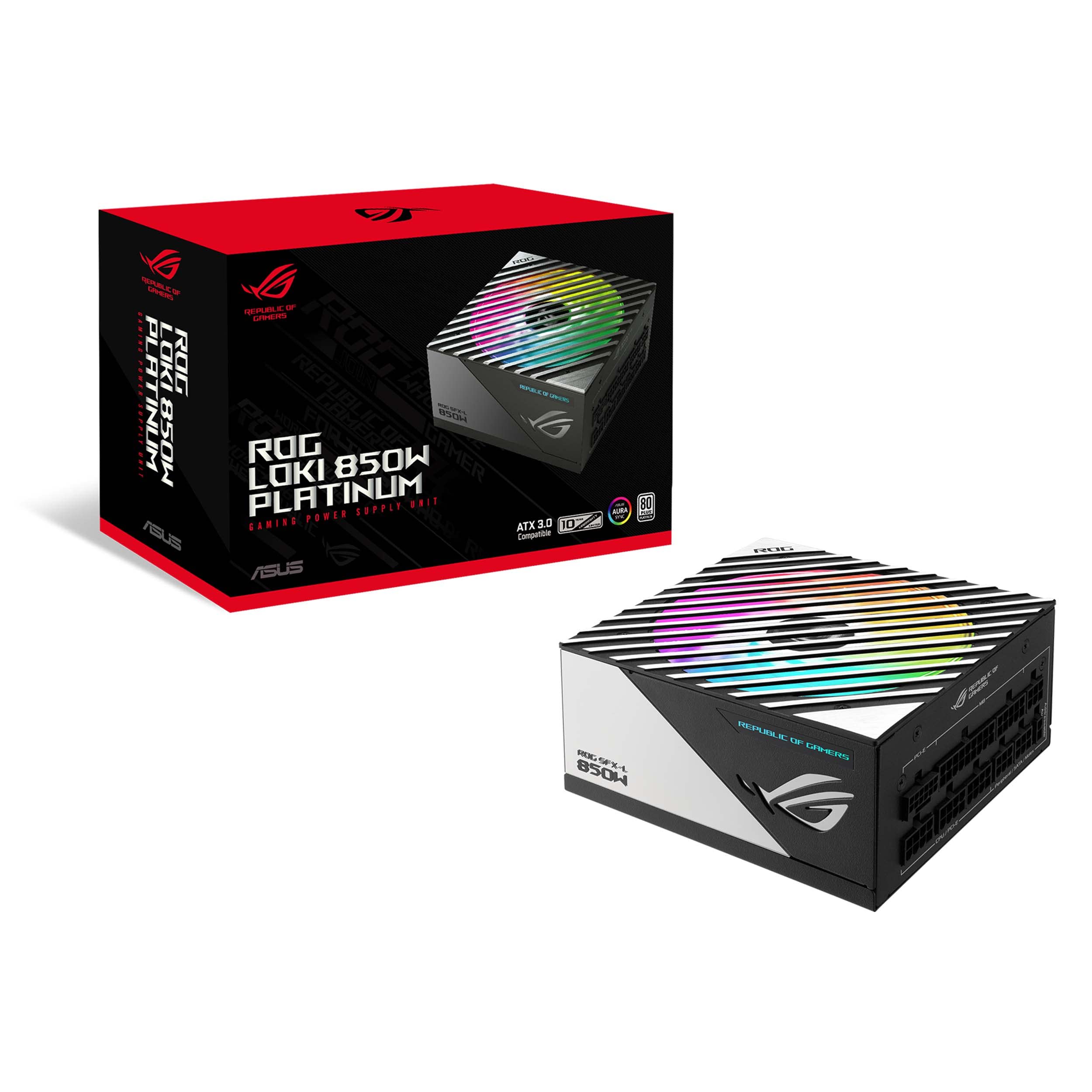 ASUS ROG Loki SFX-L 850W Platinum (Fully Modular Power Supply, 80+ Platinum, Lambda A Certified, 120mm PWM ARGB Fan, Aura Sync, 