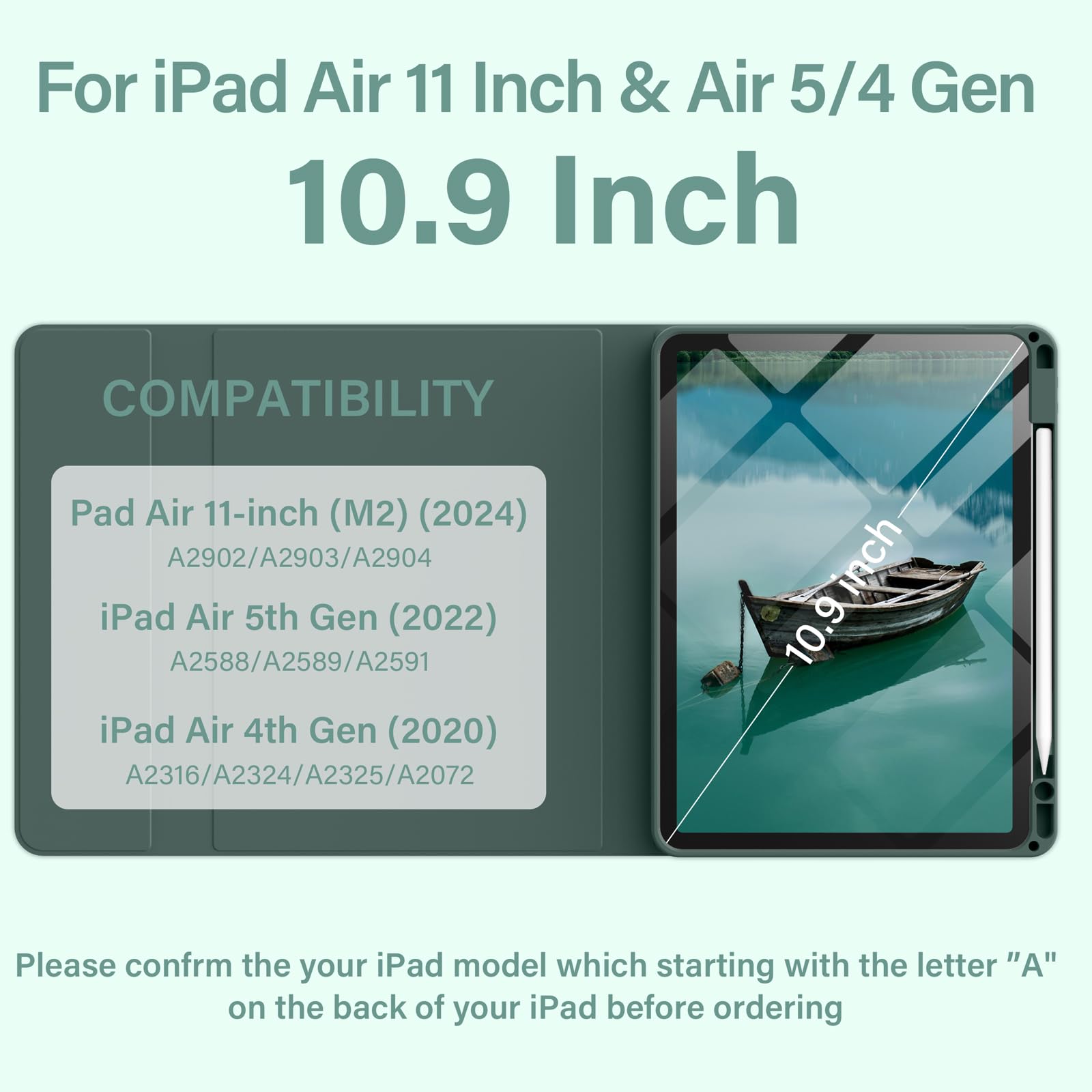 Aoub Keyboard Case For Ipad Air 11 Inch M2 2024, Ipad Air 5Th/4Th Gen 2022/2020, 7 Color Backlit, Folio Detachable Wireless Blue