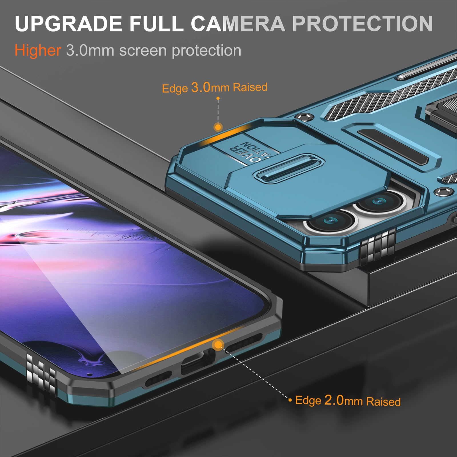 Sefing Phone Case For 16 Plus Case With Camera Cover, With Kickstand Ring Holder, With Magnet Car Mount Function, For Iphone 16