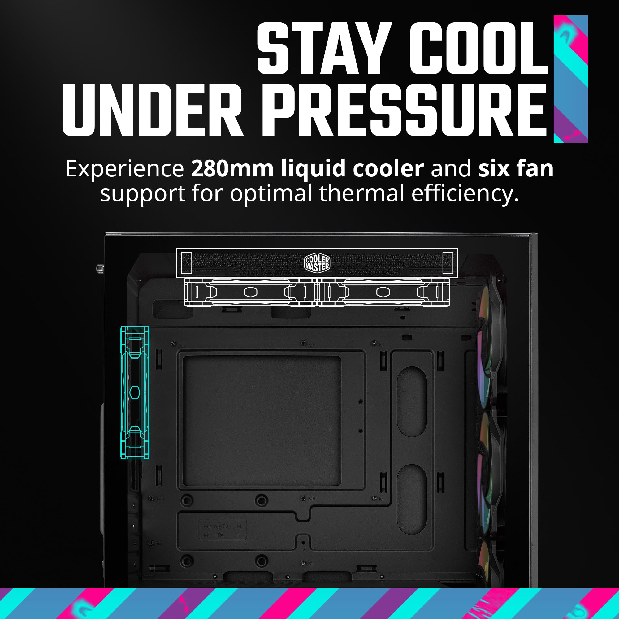 Cooler Master Elite 301 Micro Atx High Airflow Pc Case, 365Mm Gpu Max, 280Mm Aio Max, Type C, Tempered Glass, Triple 120Mm Pwm F