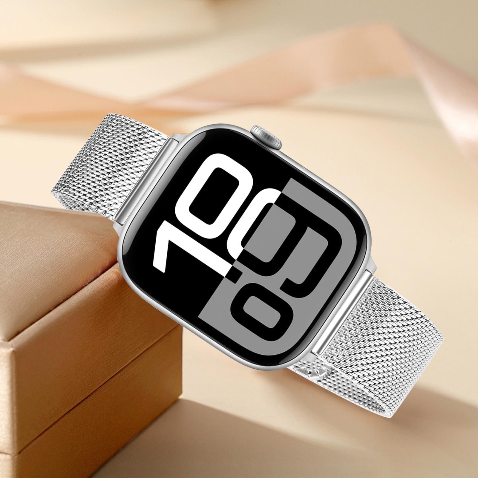 Trumirr Silver Band For Apple Watch 38Mm 40Mm 41Mm Women Men, Mesh Woven Stainless Steel Watchband Replacement Strap Bracelet Fo