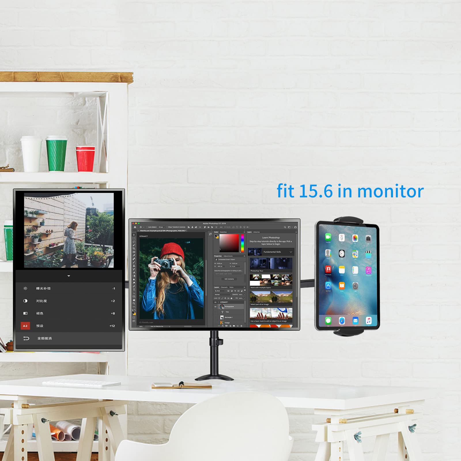 Pholiten Universal Vesa Mount Adapter For Tablets, 2 In 1 Laptops, & 15.6 Inch Portable Monitors, Vesa 100X100, Adjustable Lapto